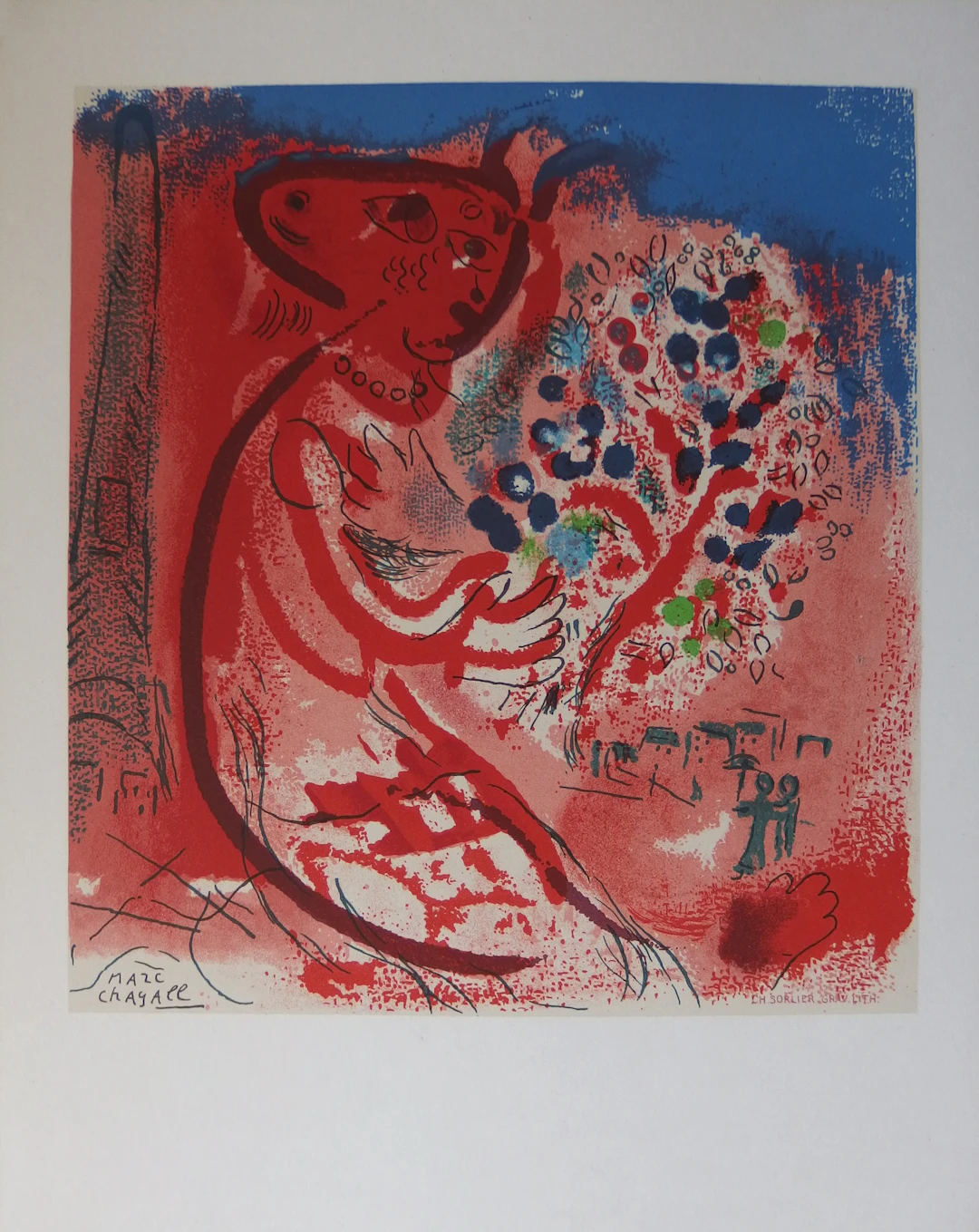 Marc CHAGALL : Les amoureux du Champ de Mars - Lithographie signée