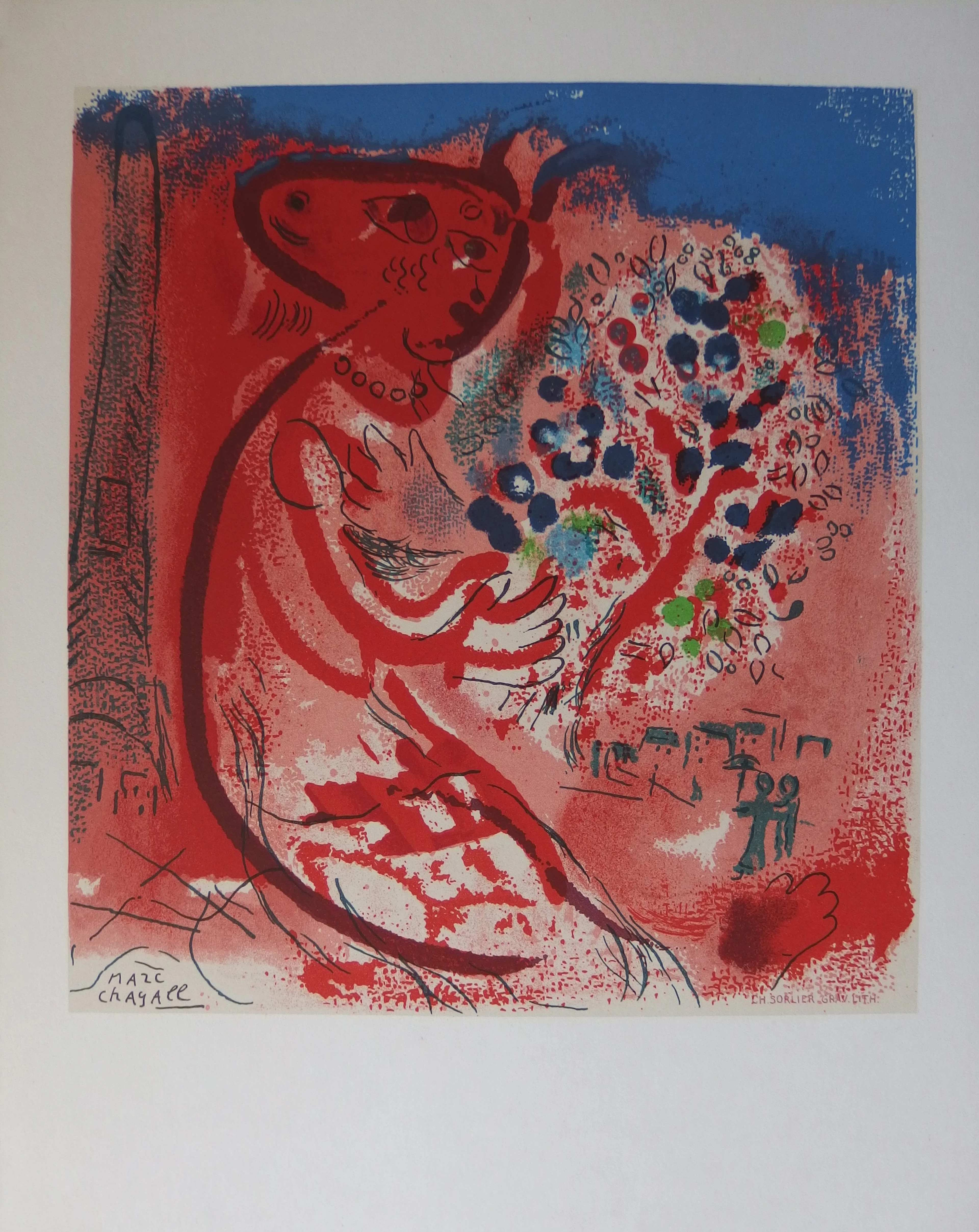 Marc CHAGALL : Les amoureux du Champ de Mars - Lithographie signée