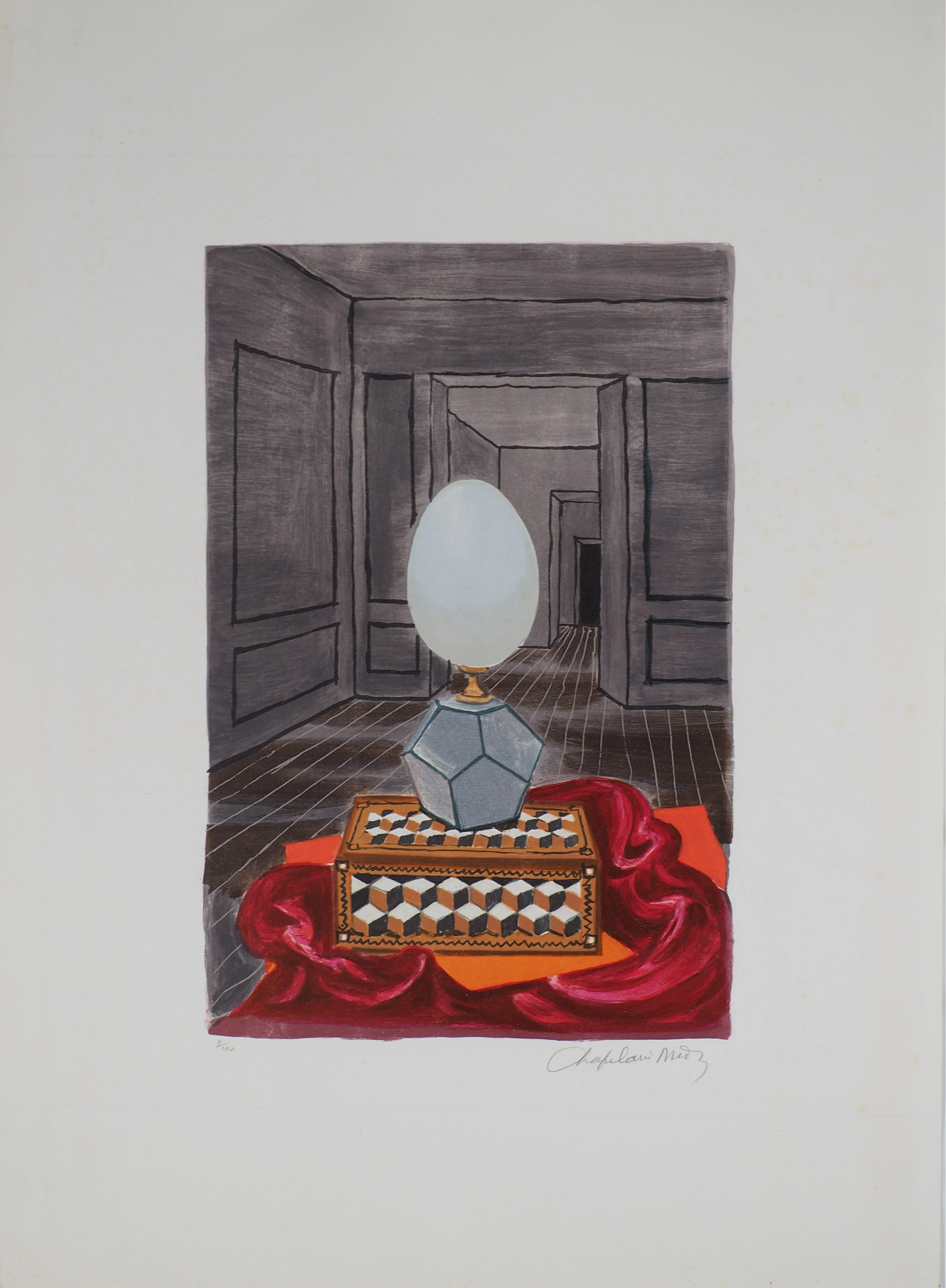 Roger CHAPELAIN-MIDY - Hommage surréaliste à Chirico - Lithographie