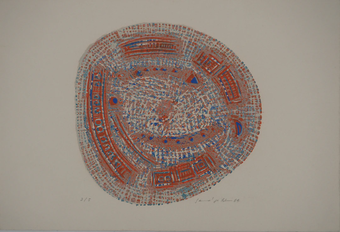 Seund JA RHEE : Cercle de la vie, Gravure sur bois originale signée