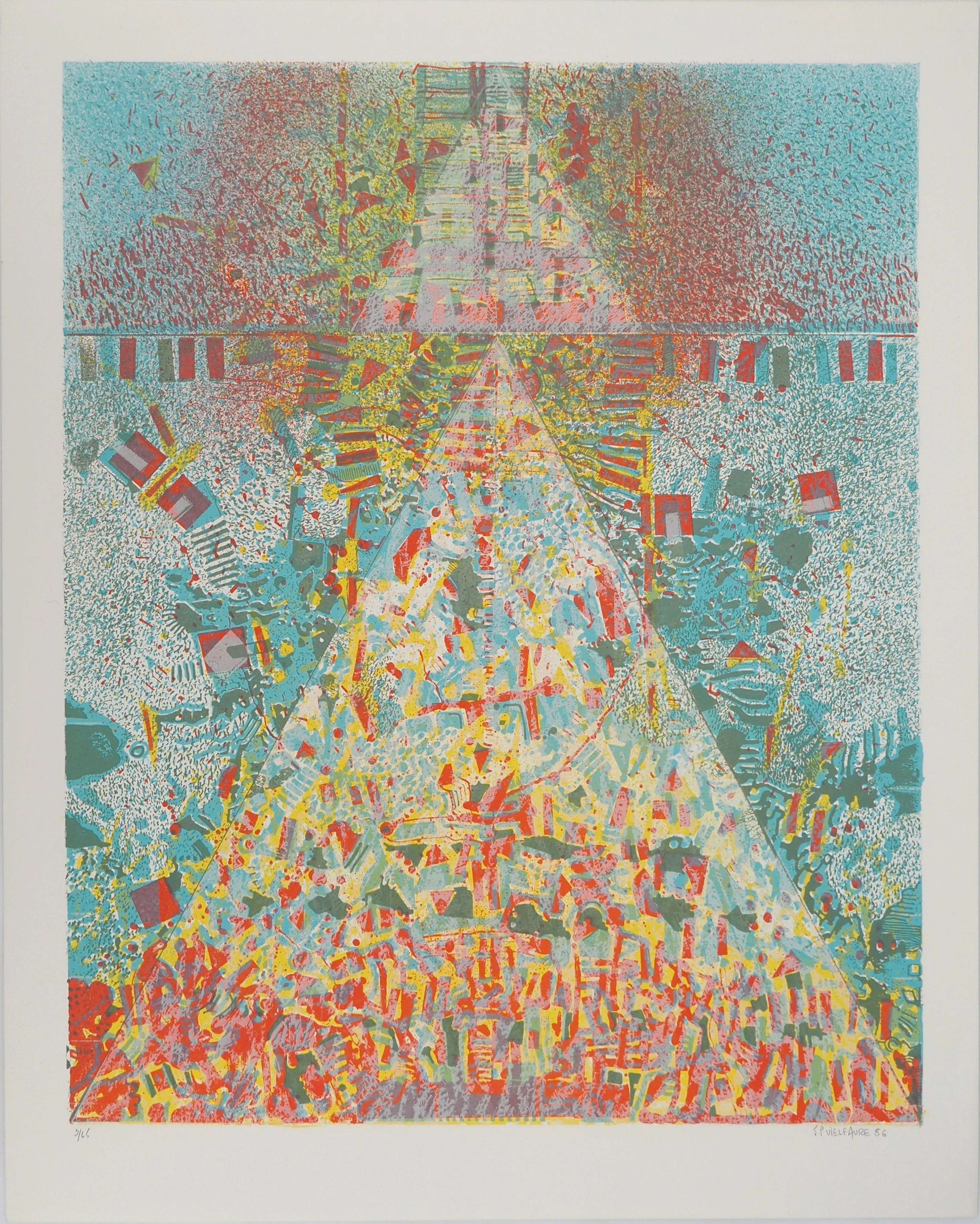 Jean-Pierre VIELFAURE : Pyramide céleste, Lithographie originale signée