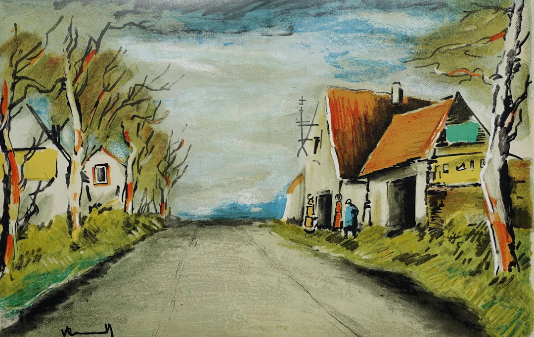 Maurice de VLAMINCK : La route, 1958, Lithographie originale signée