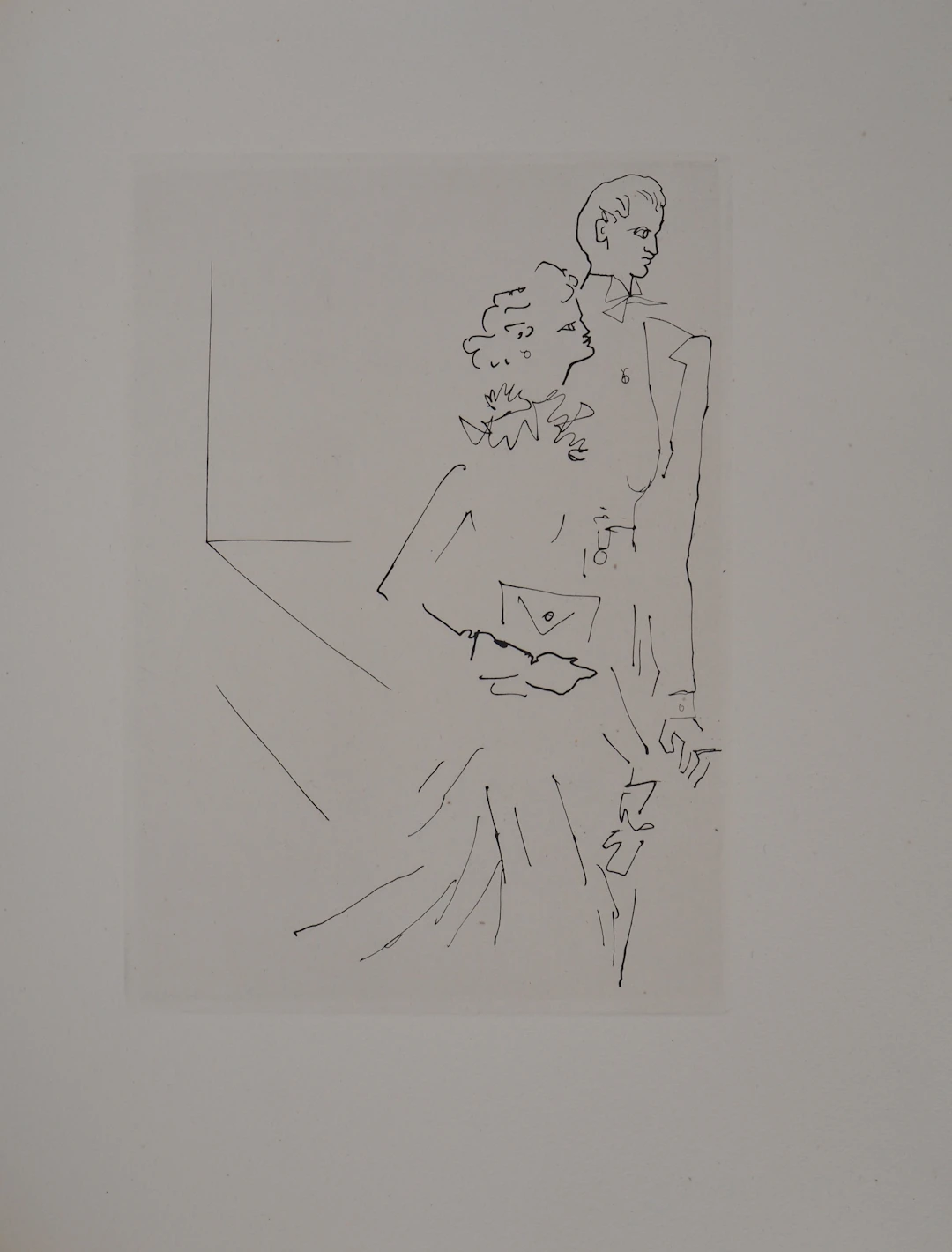 Jean COCTEAU : Le bal du comte d'Orgel, Le comte et sa femme, Gravure originale