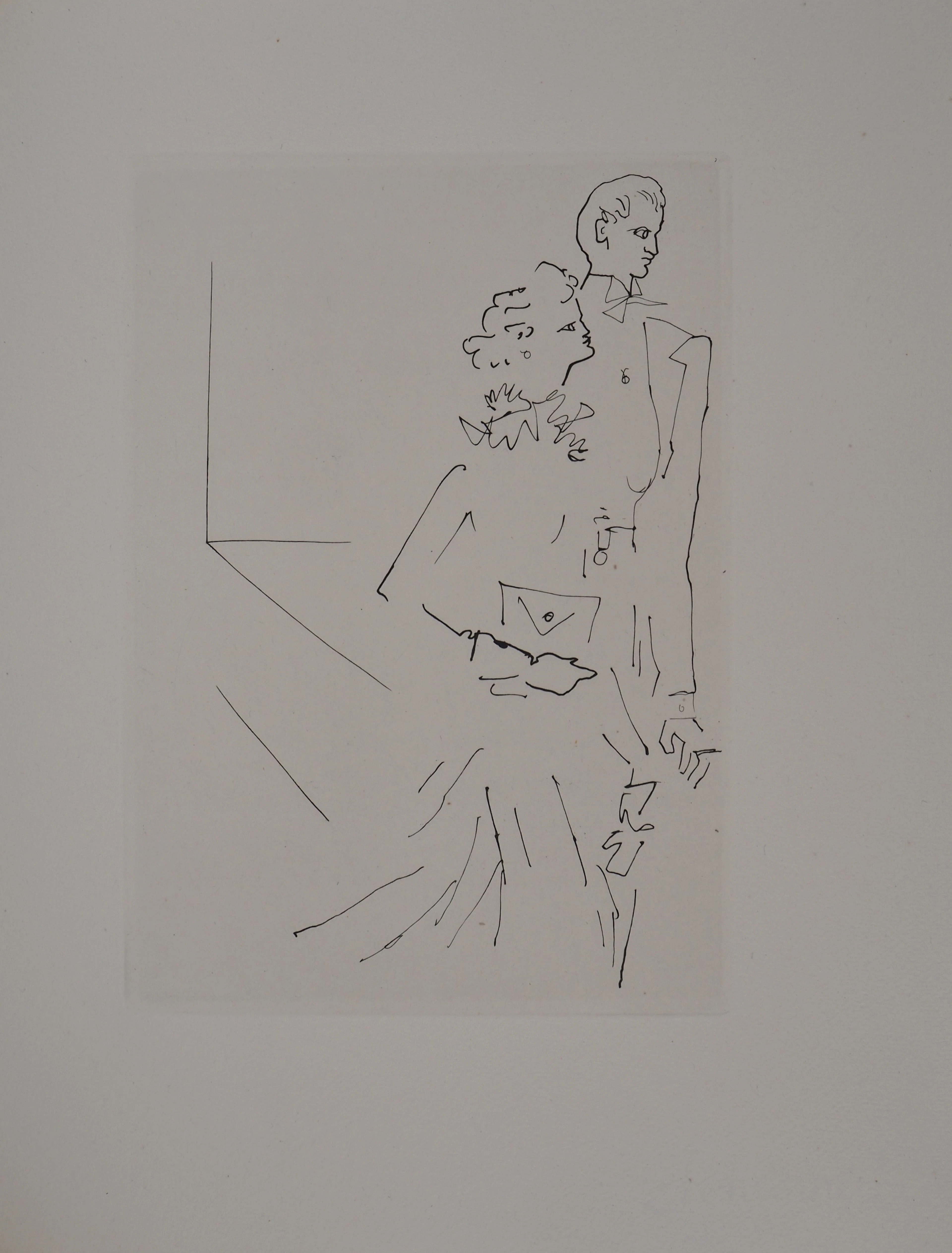 Jean COCTEAU : Le bal du comte d'Orgel, Le comte et sa femme, Gravure originale