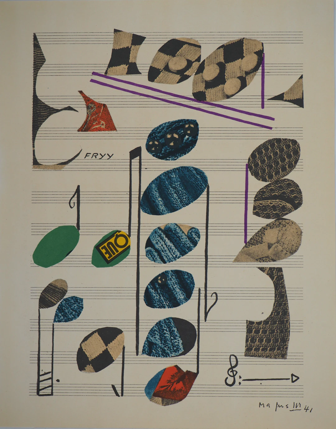 Alberto MAGNELLI : Composition musicale - Lithographie signée