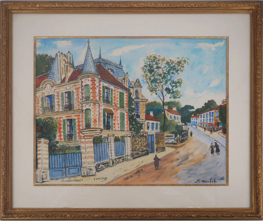 Elisée MACLET - Chateau à Montmorency - Aquarelle originale, Signée