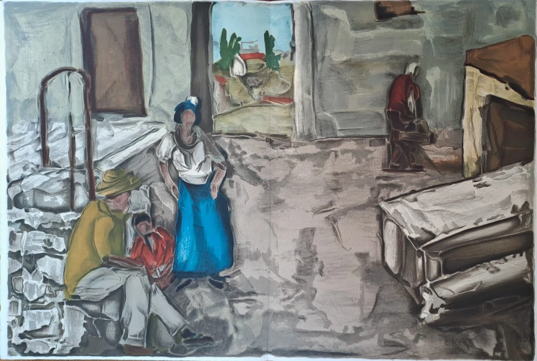 Toussaint d’Orcino - La cour de ferme - Lithographie originale