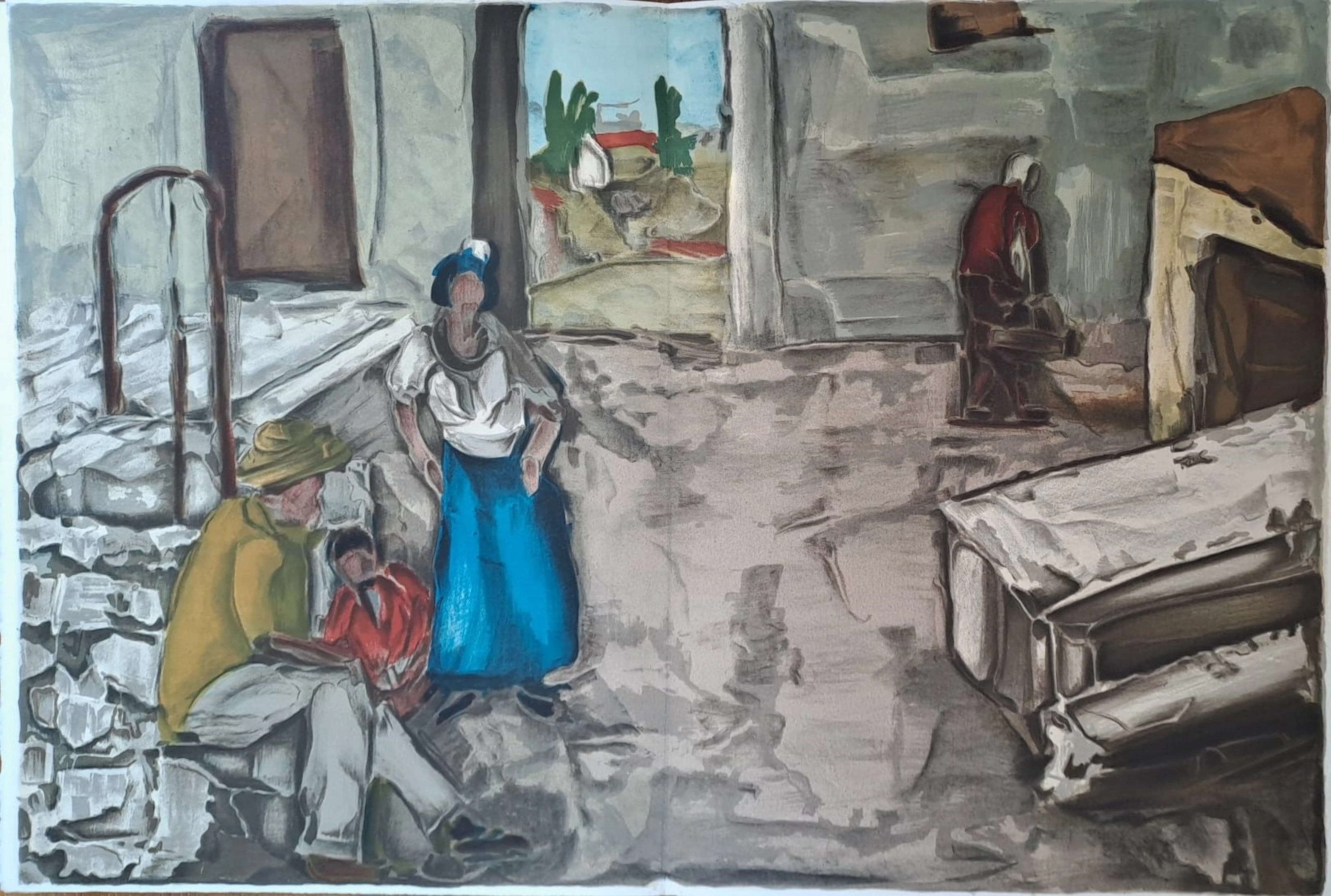 Toussaint d’Orcino - La cour de ferme - Lithographie originale