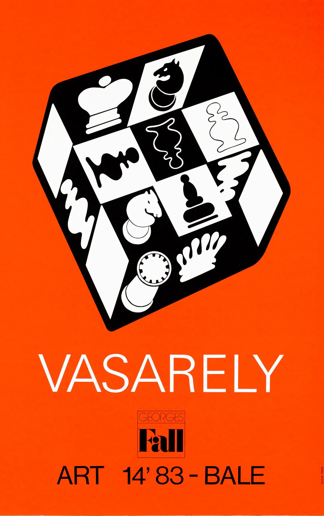Victor VASARELY : Jeu d’échecs rouge - Affiche originale