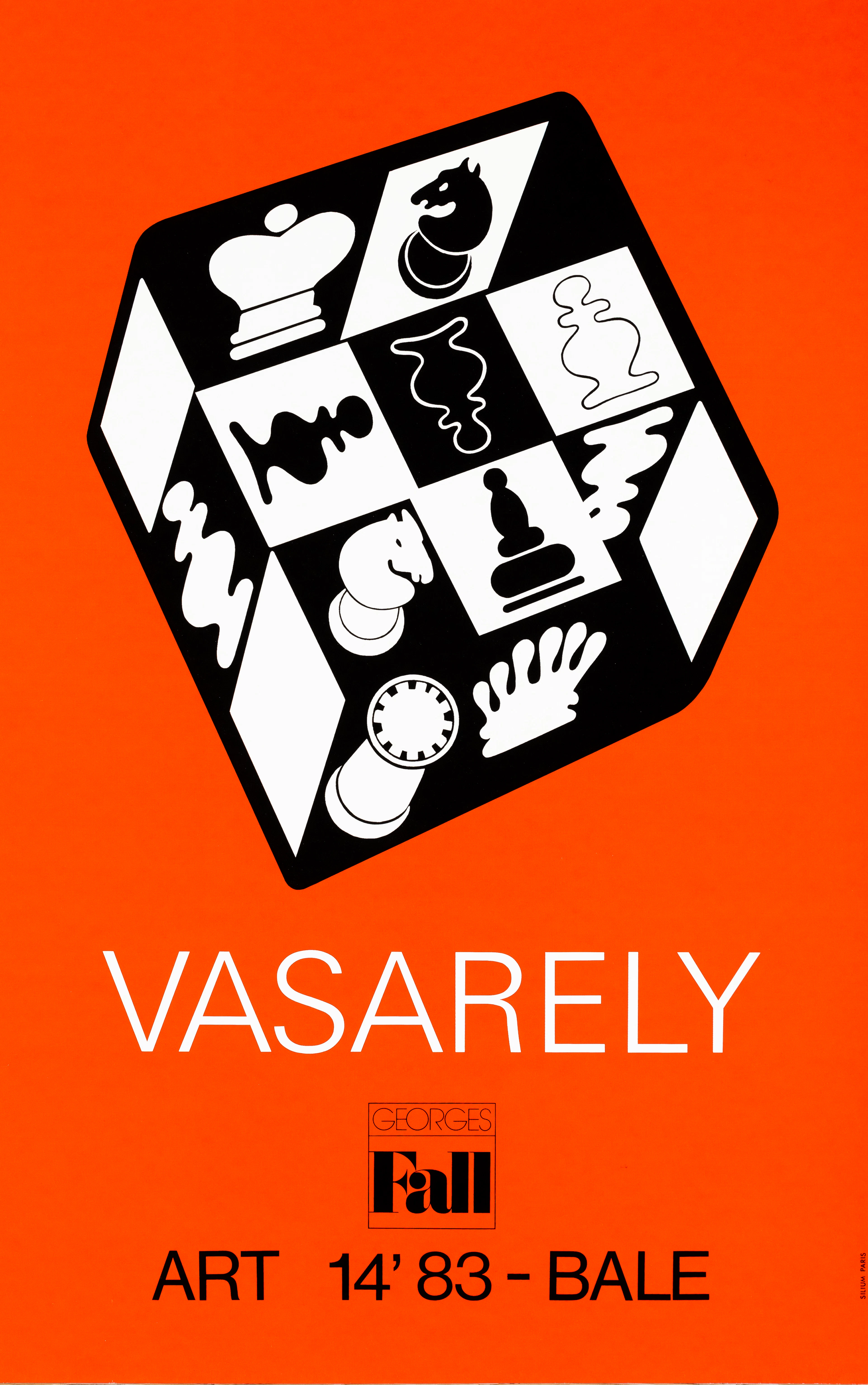 Victor VASARELY : Jeu d’échecs rouge - Affiche originale