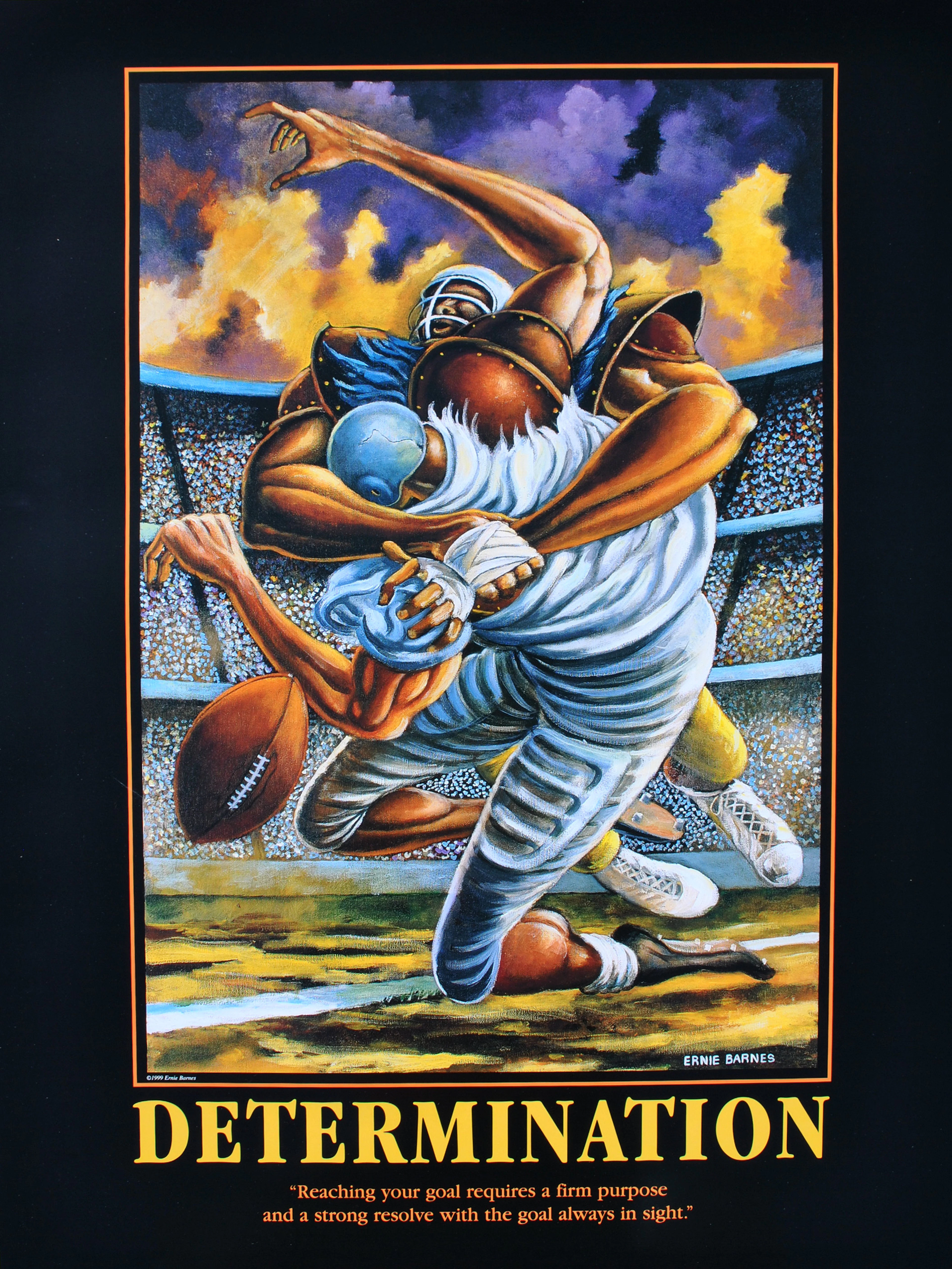 Ernie BARNES : Football (Détermination), sérigraphie signée, 1999