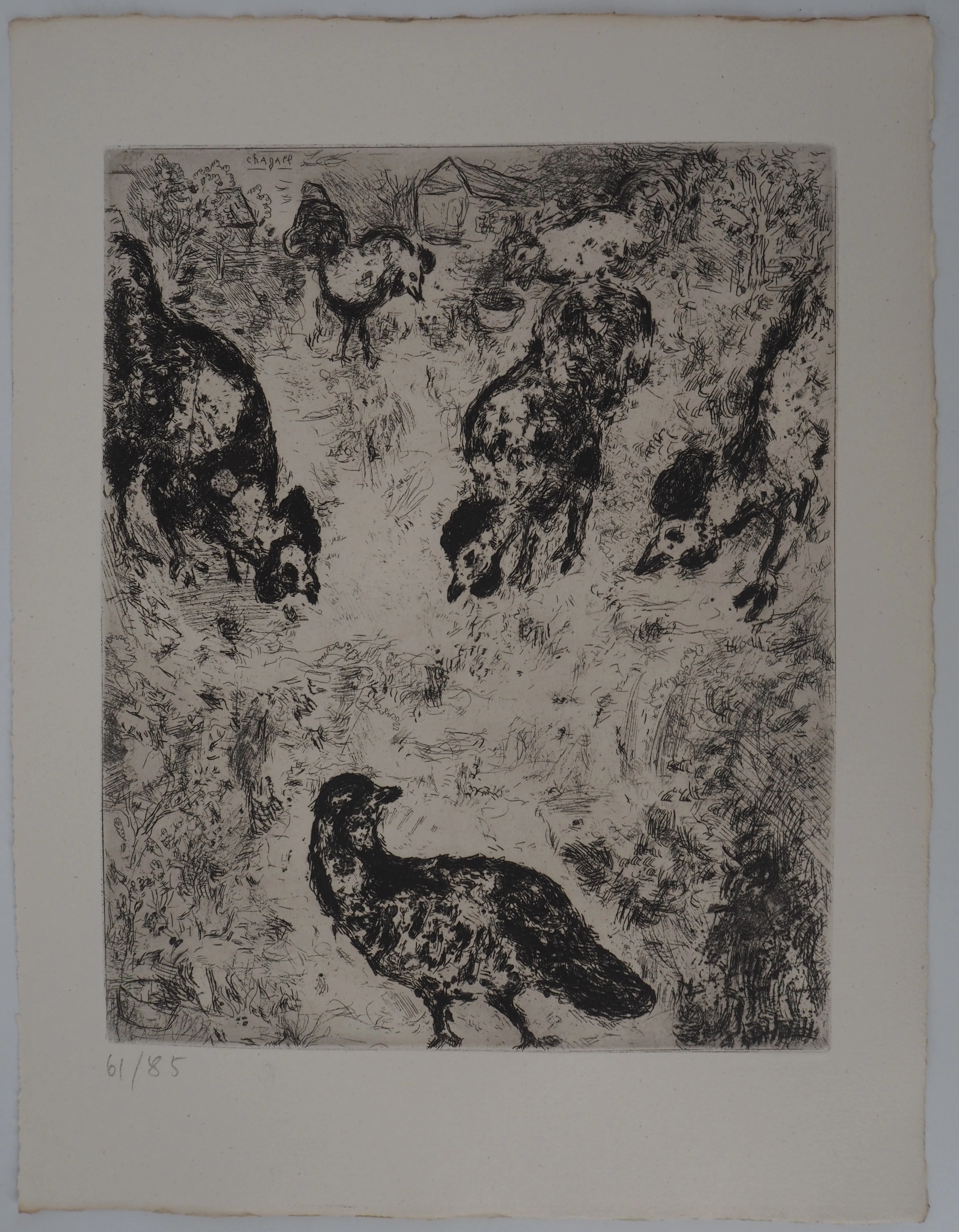 Marc CHAGALL : La basse-cour, Gravure originale signée