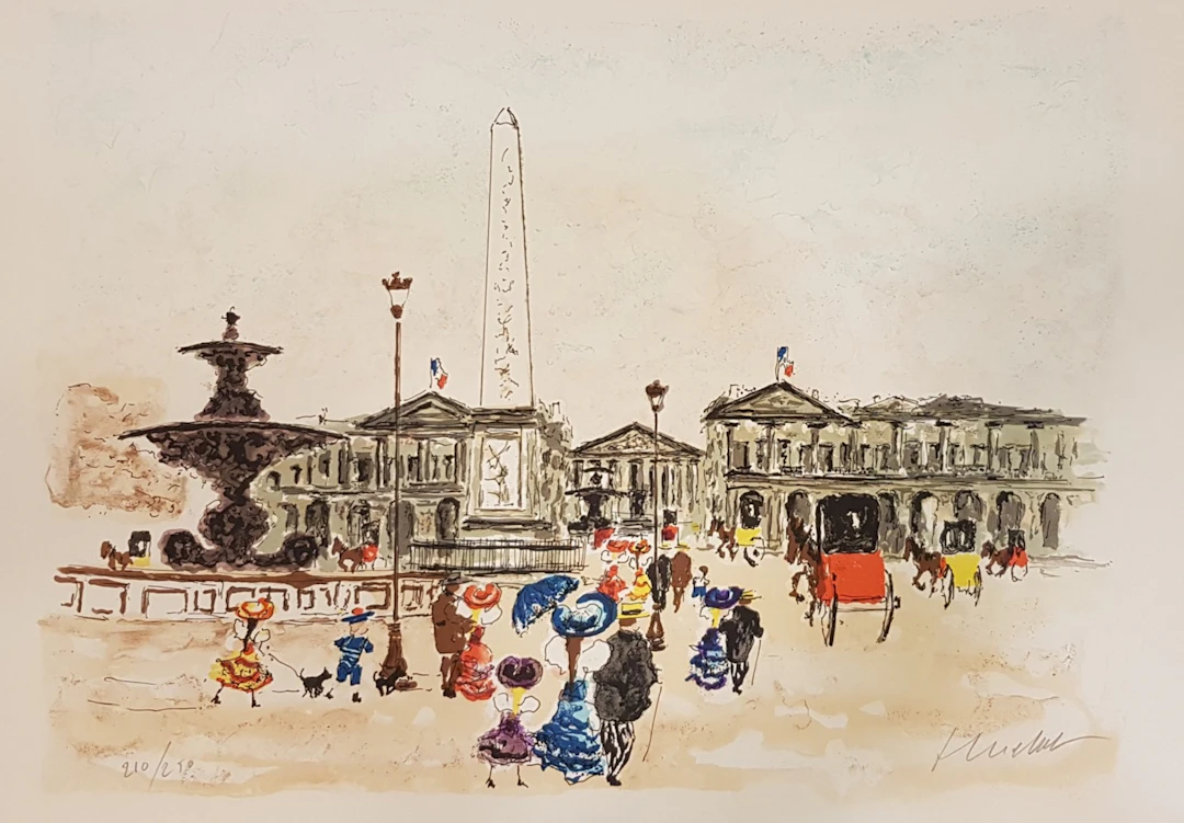 Urbain HUCHET - Place de la Concorde, 1965 - Lithographie originale signée