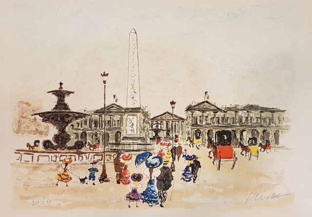 Urbain HUCHET - Place de la Concorde, 1965 - Lithographie originale signée