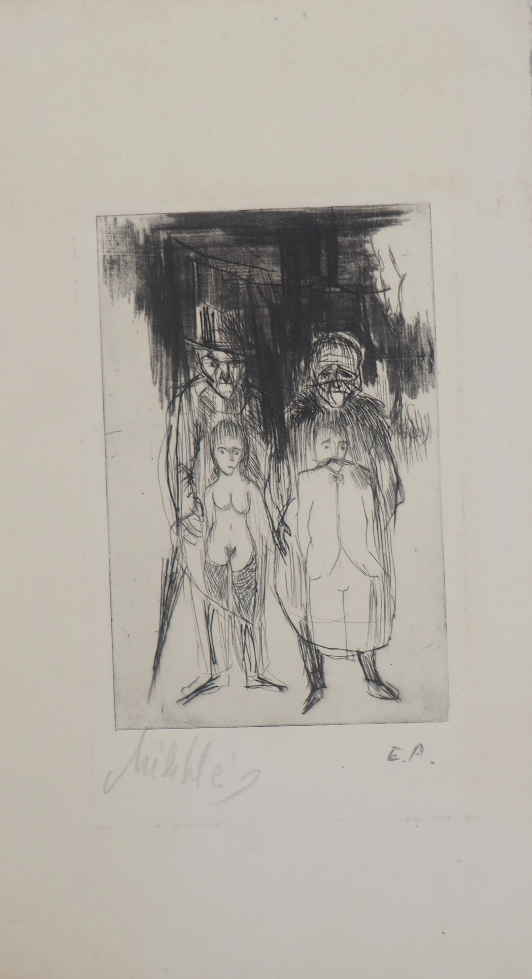 Zvi MILSHTEIN - La famille de saltimbanques - Gravure originale signée