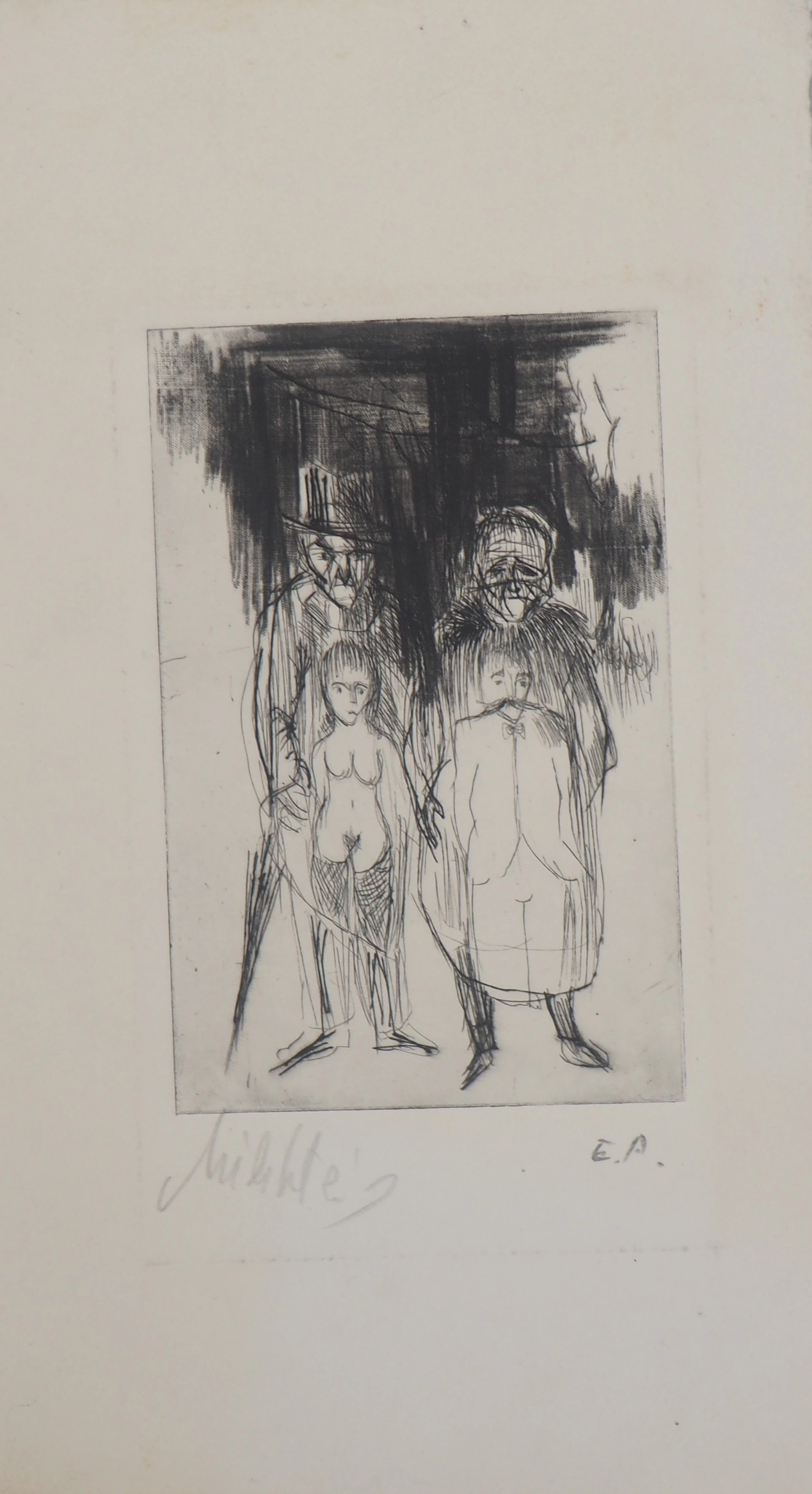 Zvi MILSHTEIN - La famille de saltimbanques - Gravure originale signée