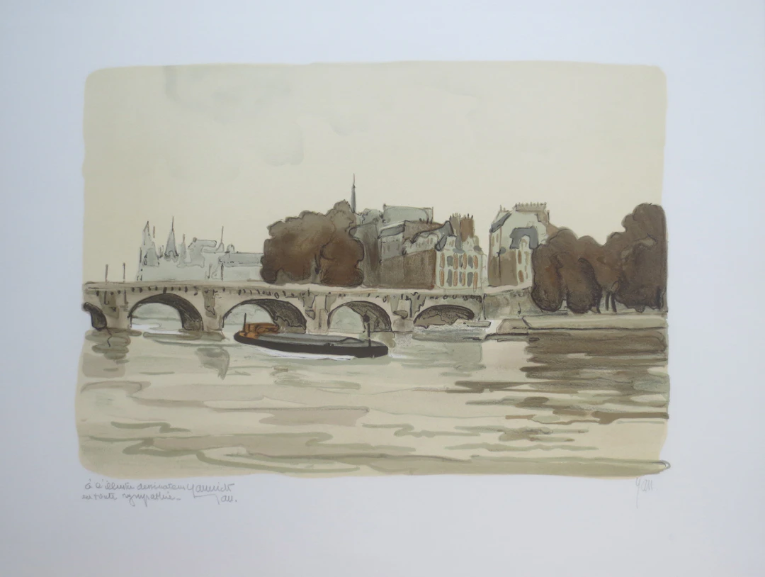 Robert YAN - Le POnt Neuf, Place Dauphine, Conciergerie - Lithographie