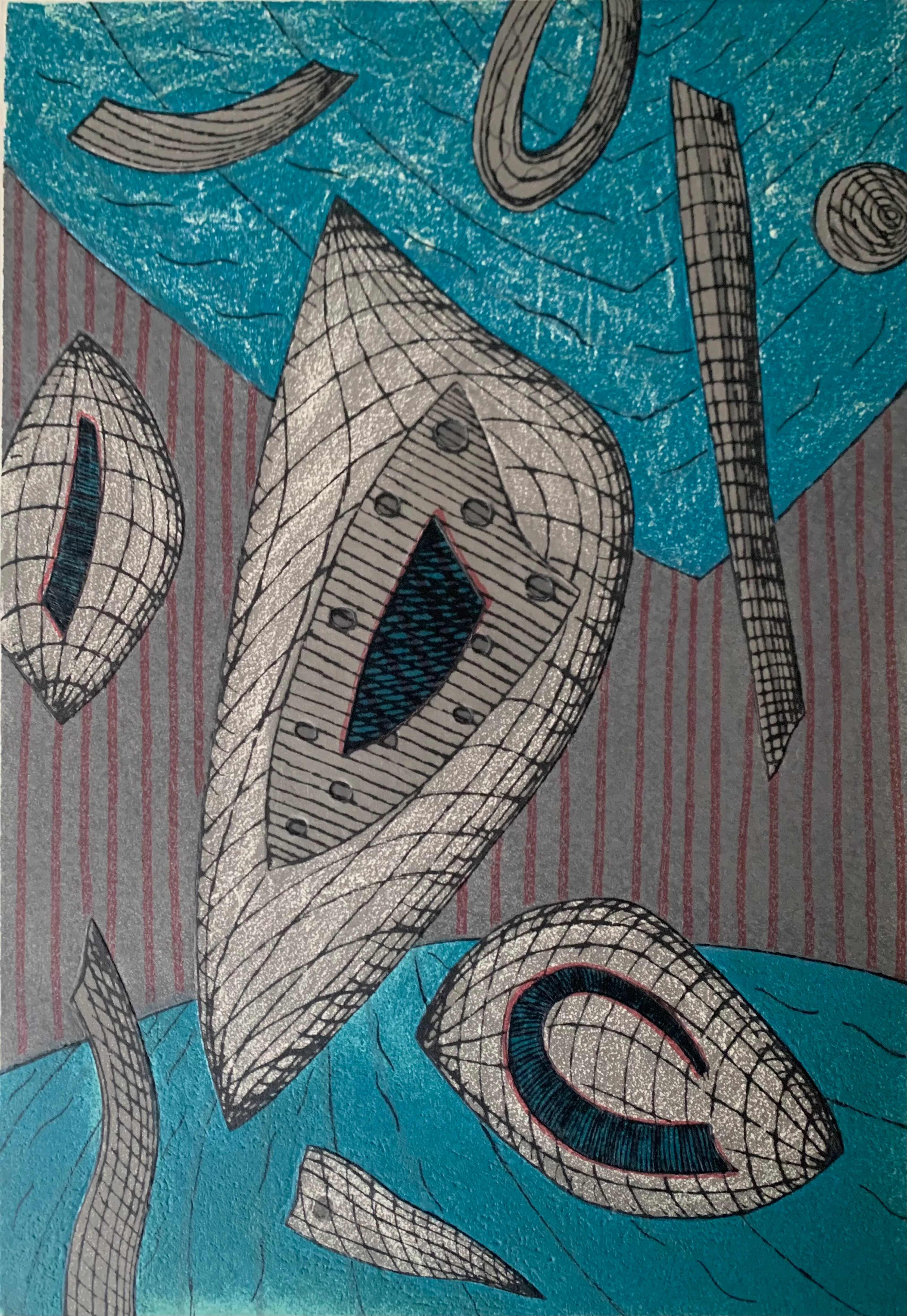 Henri GOETZ - bleu et gris - Circa 1970