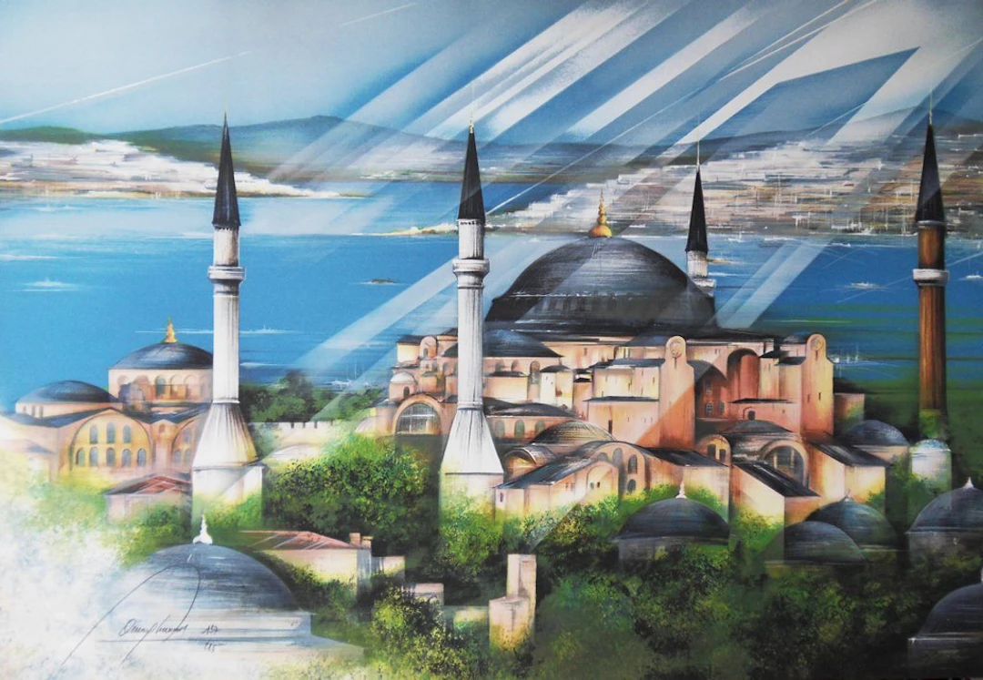 Raymond POULET - Istanbul - Sainte Sophie, Lithographie originale signée