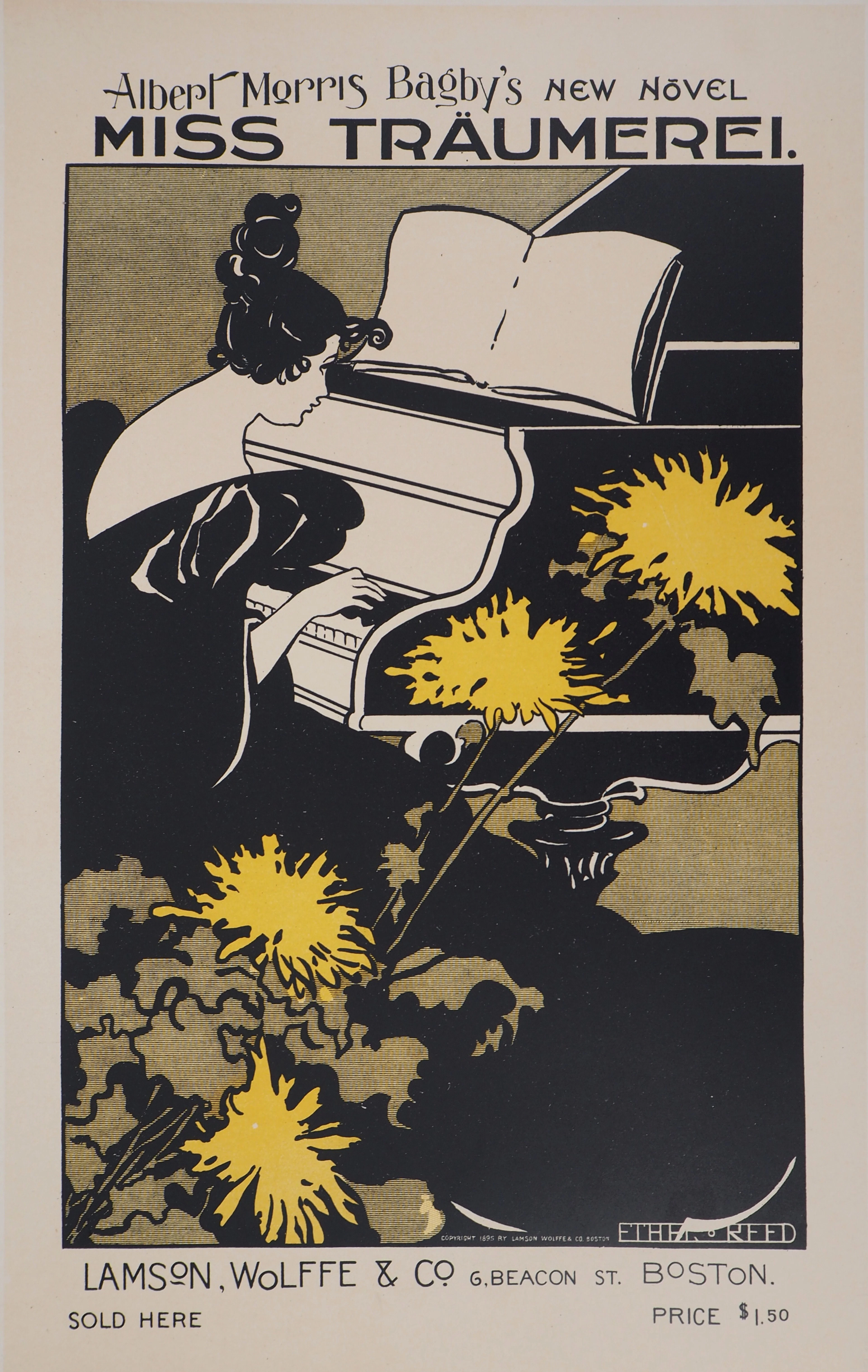 Ethel REED : Jeune fille au piano, 1897 - Lithographie originale signée, 1897