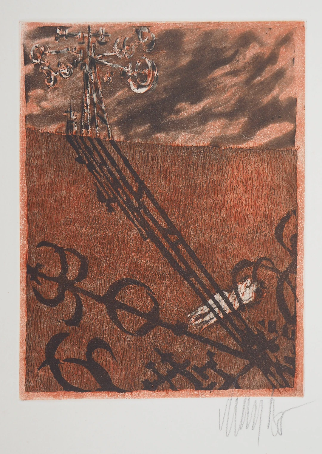 Lars BO : Sous l’ombre de la tour - Gravure originale signée au crayon