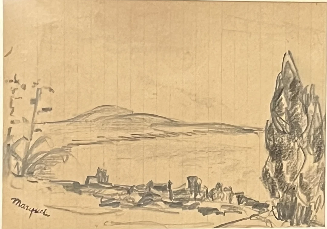 Albert MARQUET - Paysage méridional - Dessin original