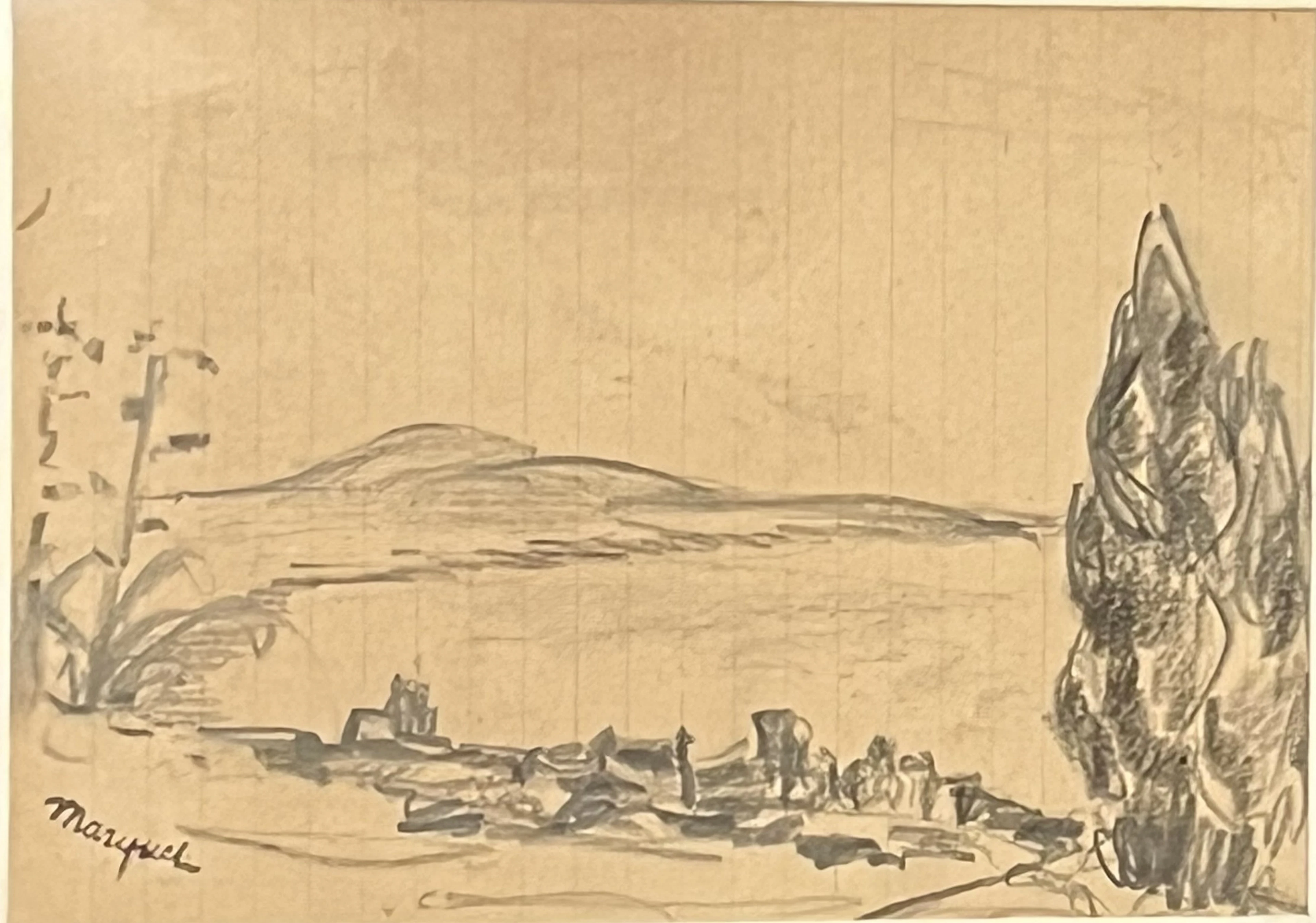 Albert MARQUET - Paysage méridional - Dessin original