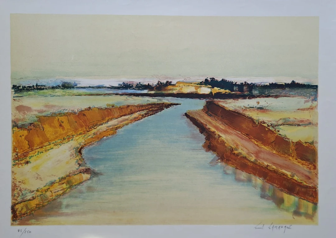 Louis Lamarque - Bords de grêve - Lithographie originale signée au