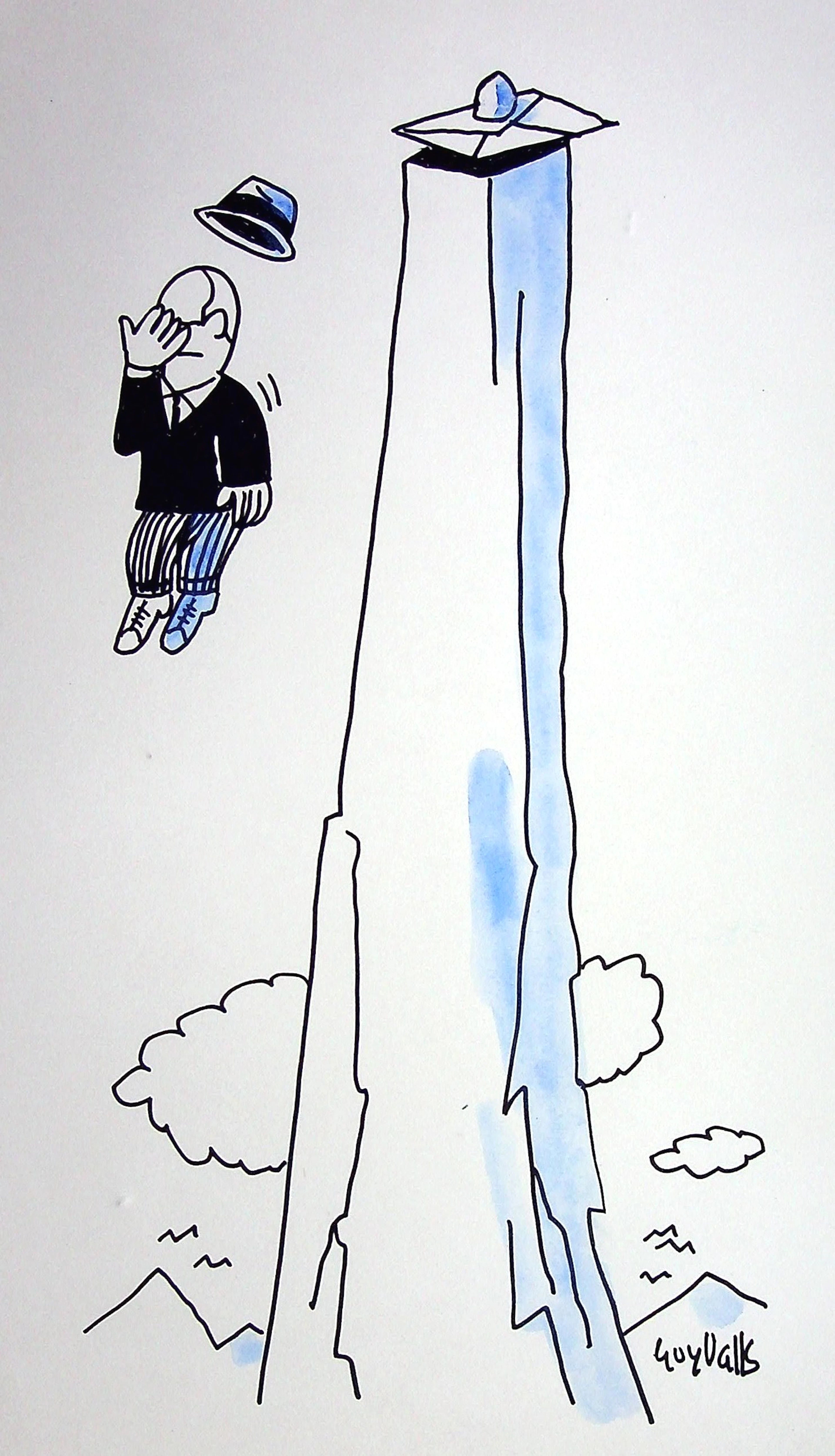 Guy VALLS : La Chute - Dessin original signé