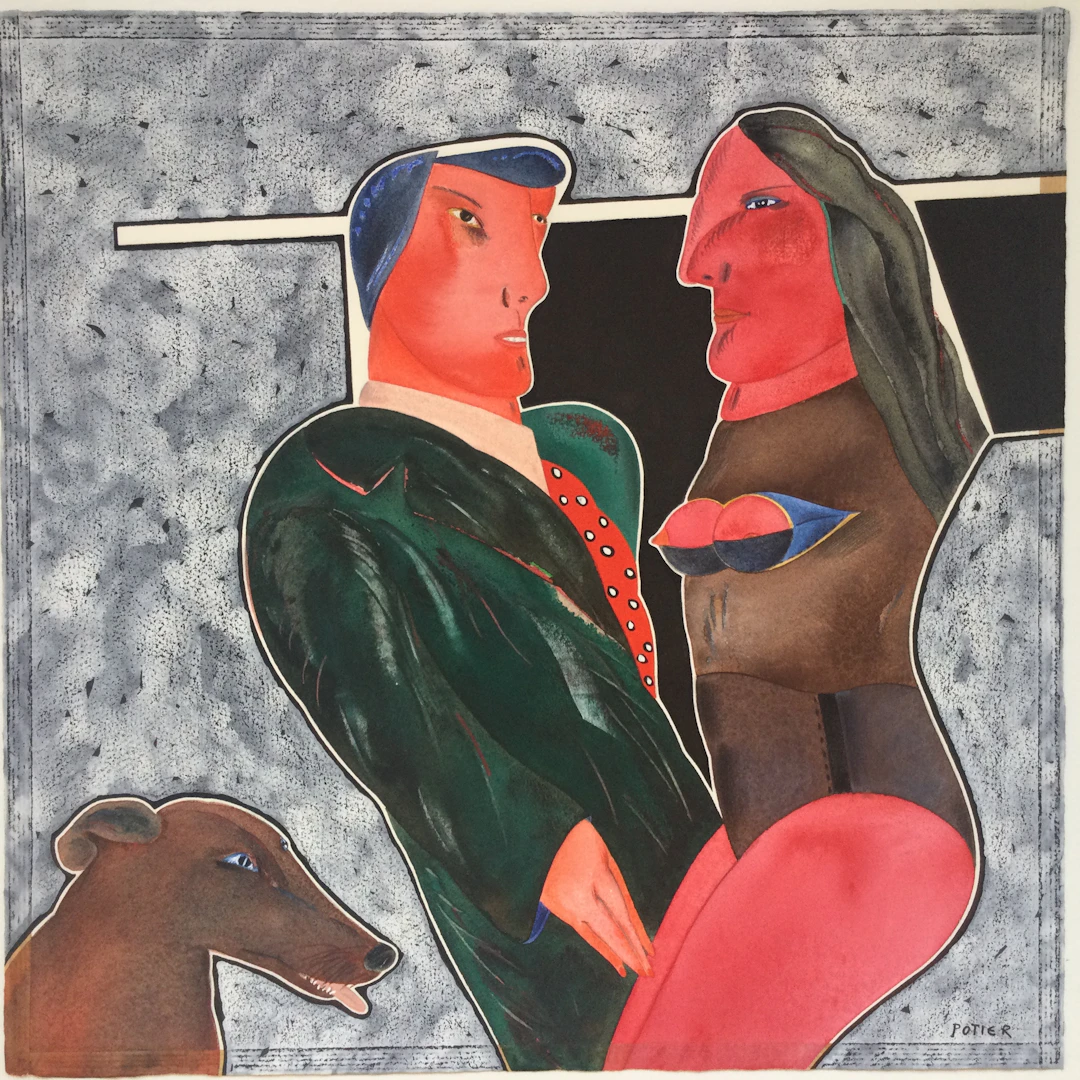 Michel POTIER - Grands effets - Gouache sur vélin signée