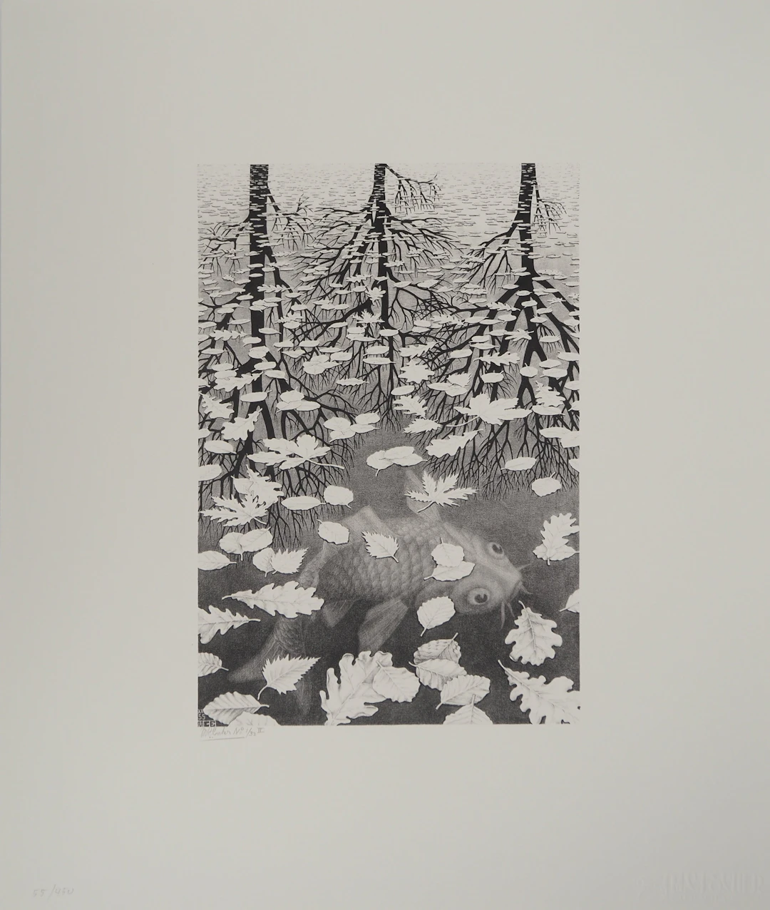 Maurits Cornelis Escher : Automne et carpe, Fac-similé du bois gravé
