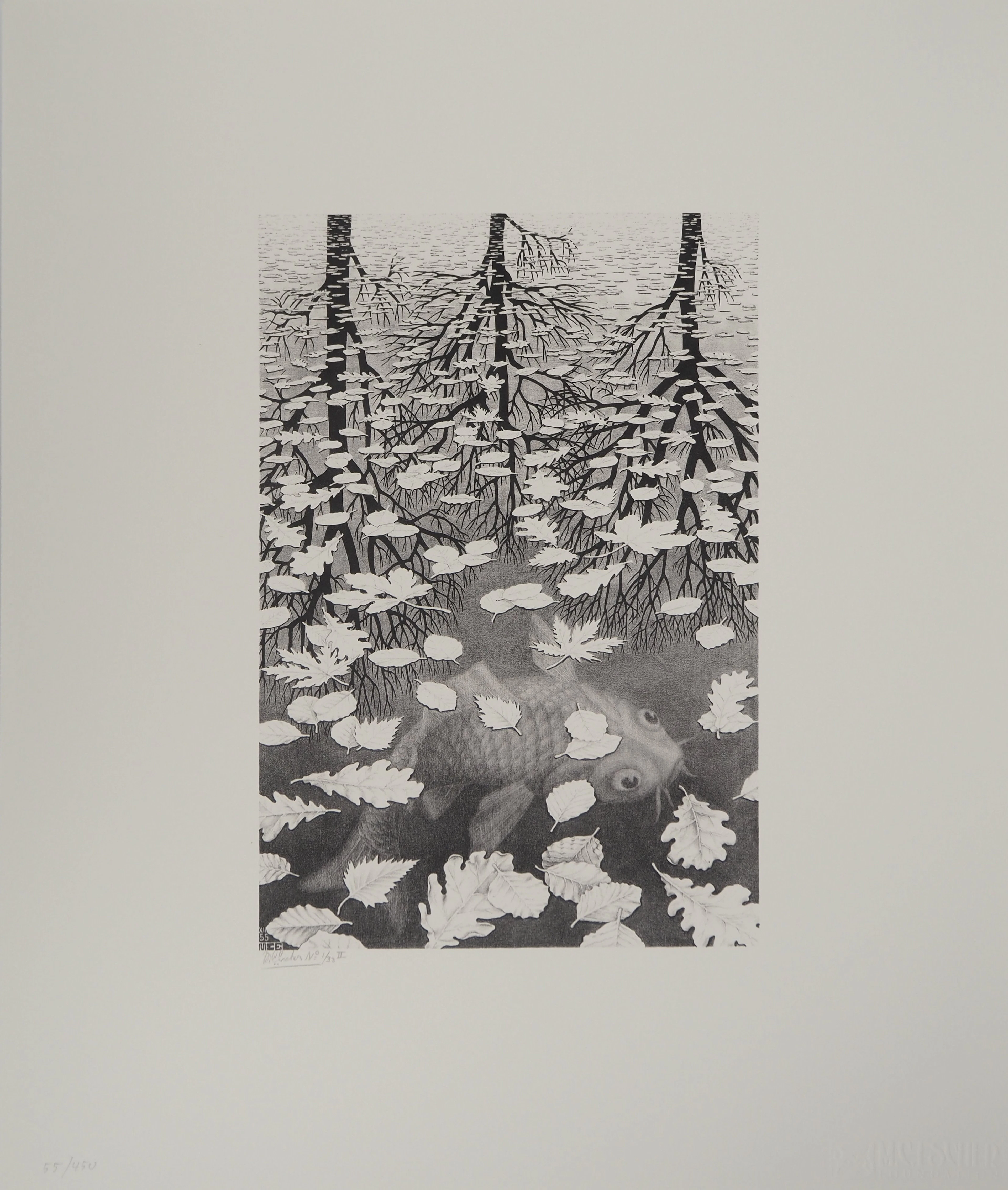 Maurits Cornelis Escher : Automne et carpe, Fac-similé du bois gravé