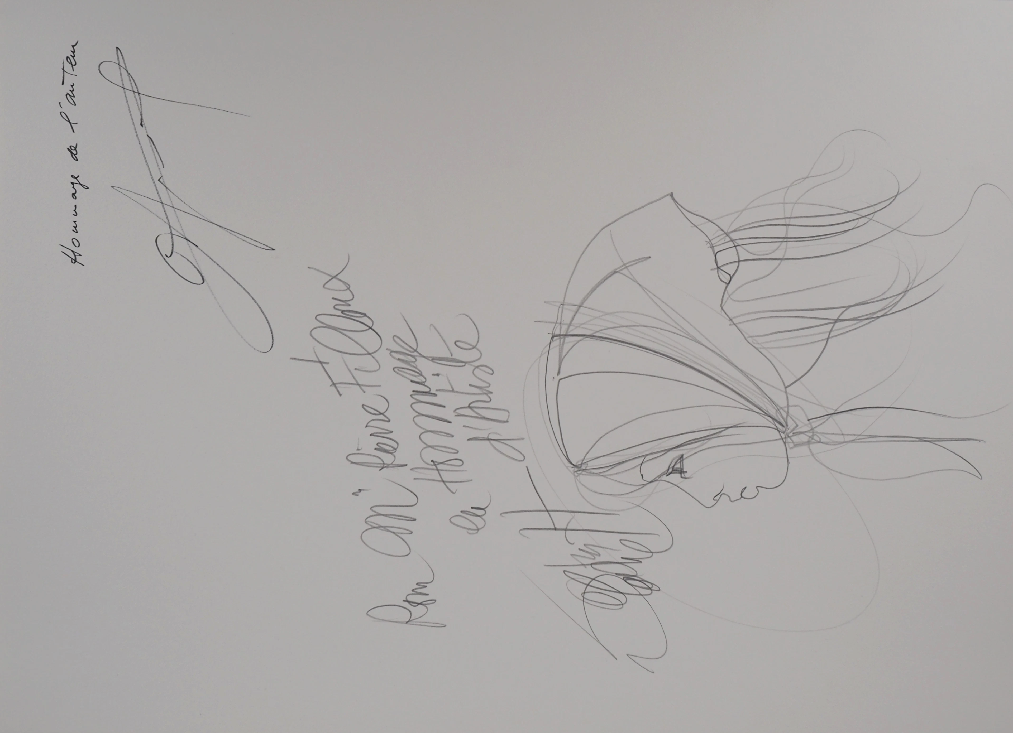 Jean Baptise VALADIÉ - Portrait de jeune fille, 1977 - Dessin original, signé