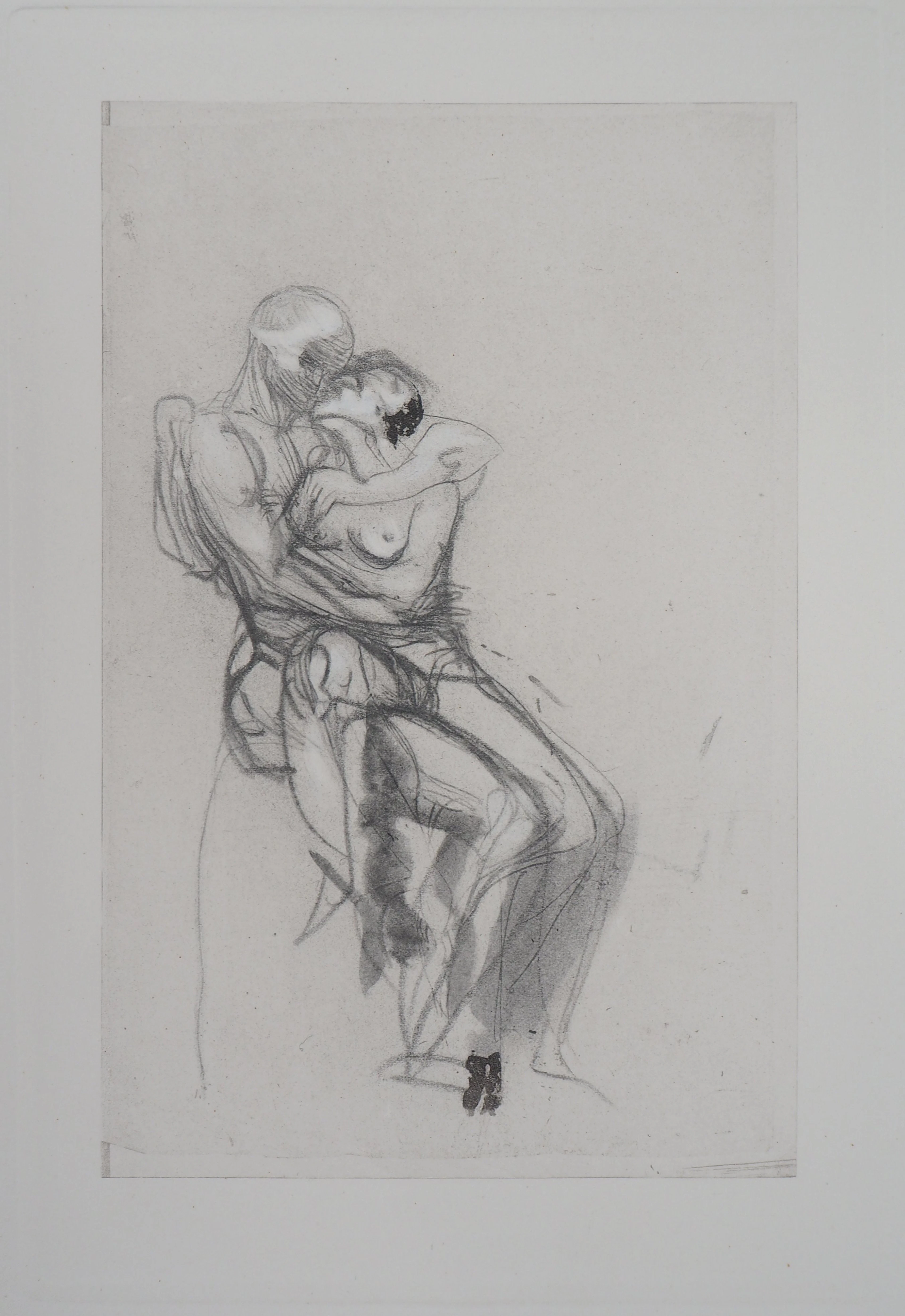 Auguste RODIN : Groupe de Françoise et Rimini, Gravure