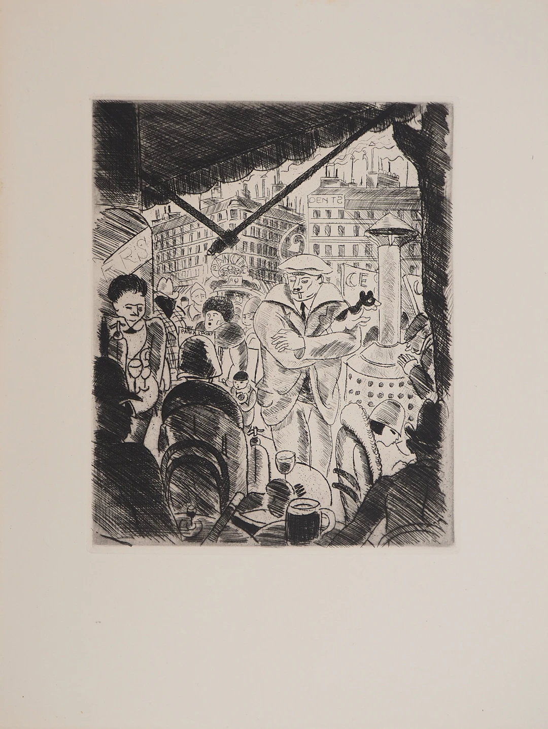 Pierre FALKE : En terrasse, Gravure originale