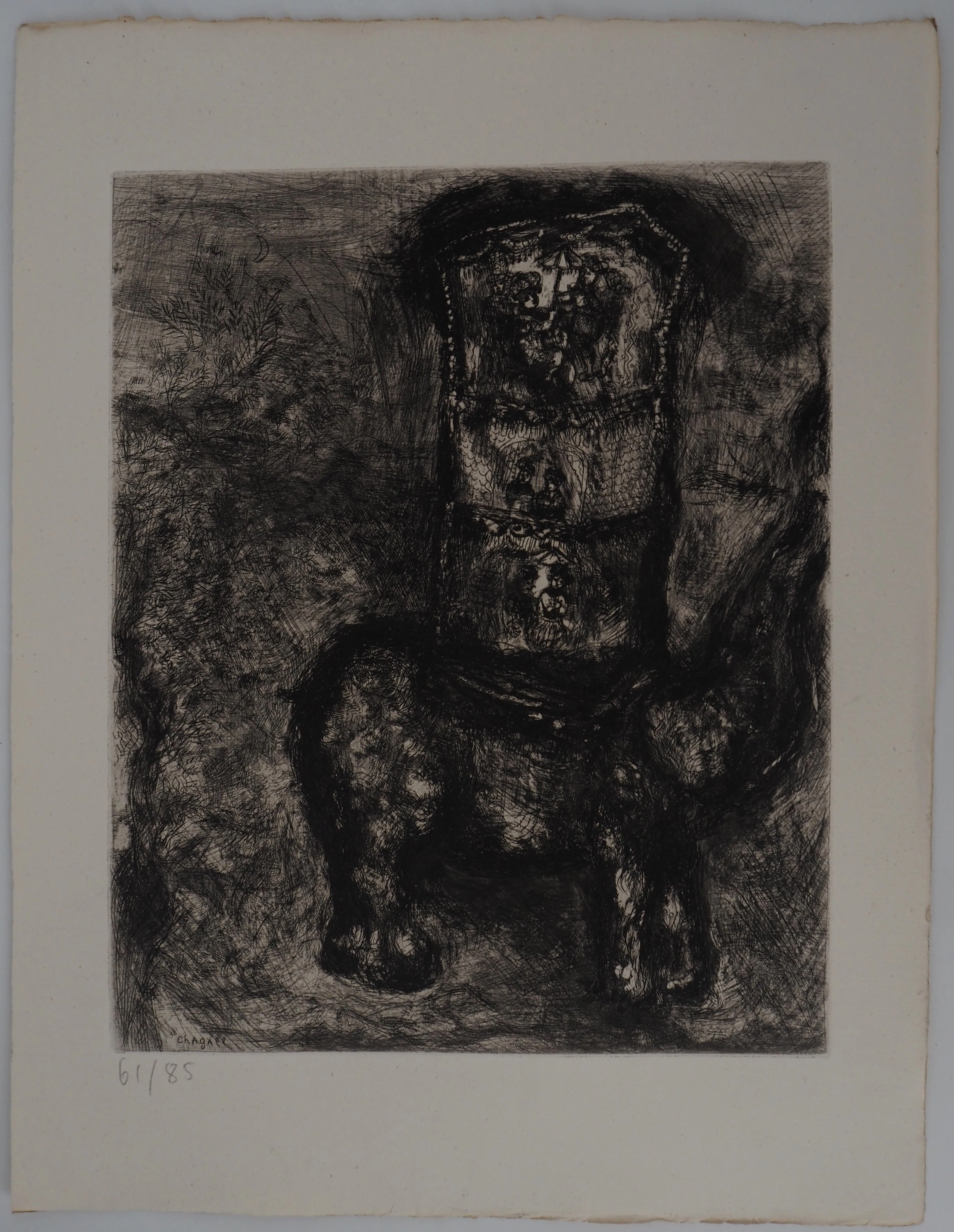 Marc CHAGALL : Le rat et l’éléphant, Gravure originale signée