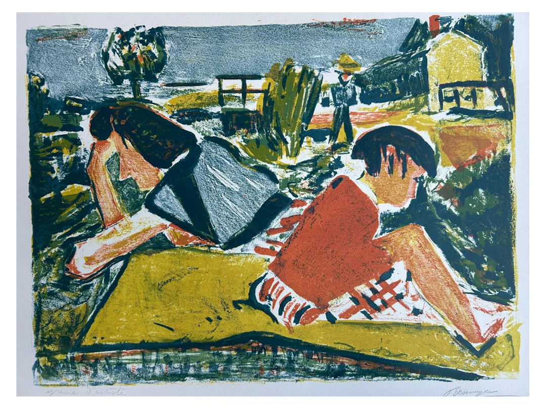 François Desnoyer - La sieste - Lithoraphie originale signée , Epreuve