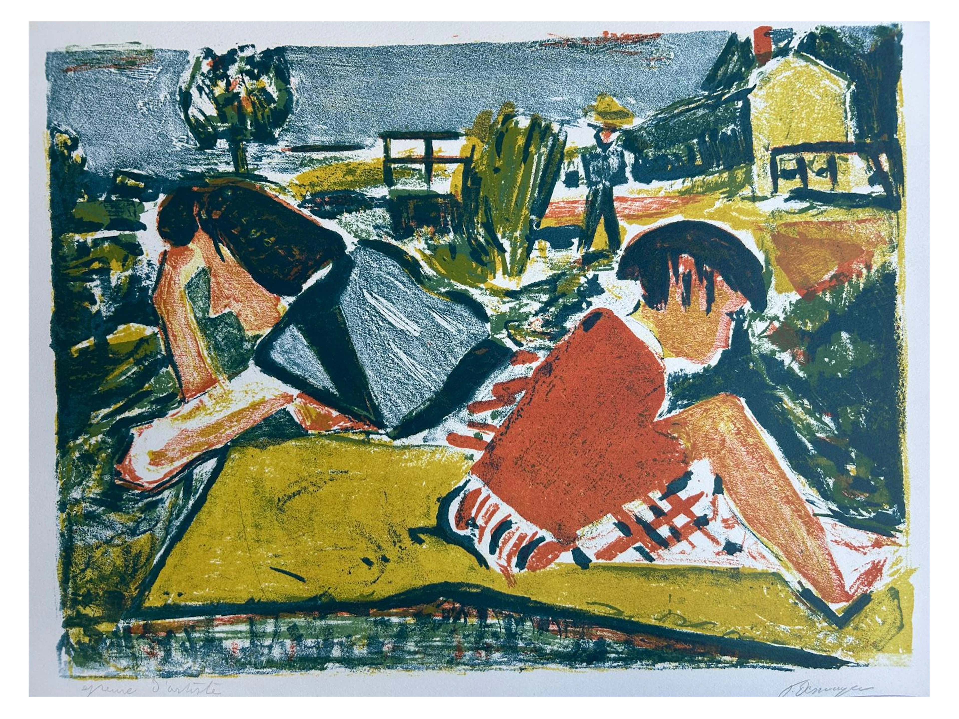 François Desnoyer - La sieste - Lithoraphie originale signée , Epreuve