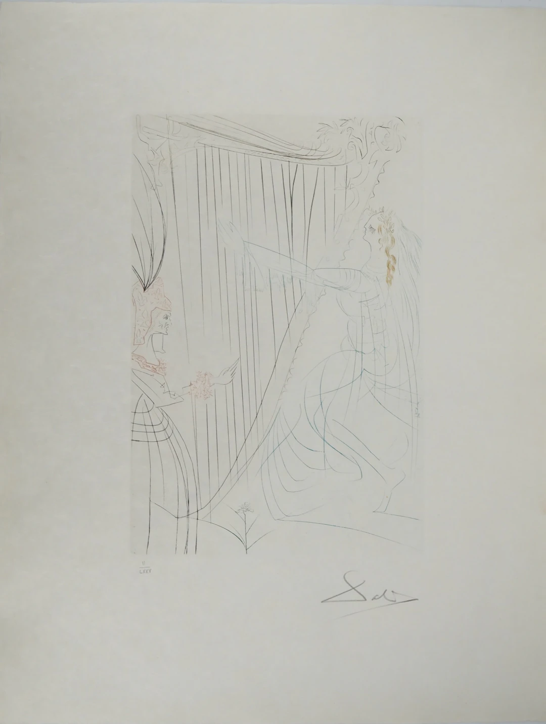 Salvador DALI : La reine Iseult et sa fille, Gravure originale signée
