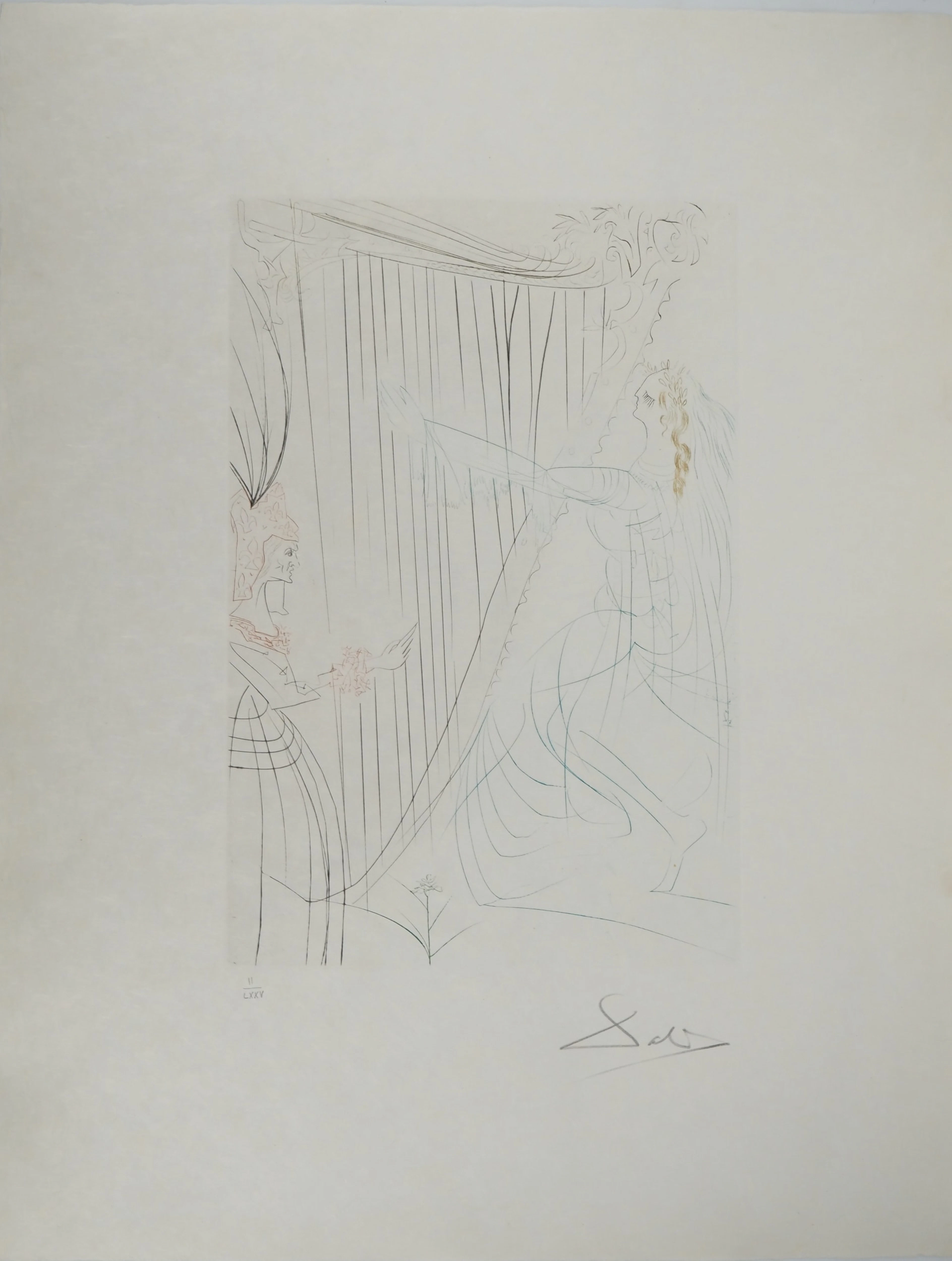 Salvador DALI : La reine Iseult et sa fille, Gravure originale signée