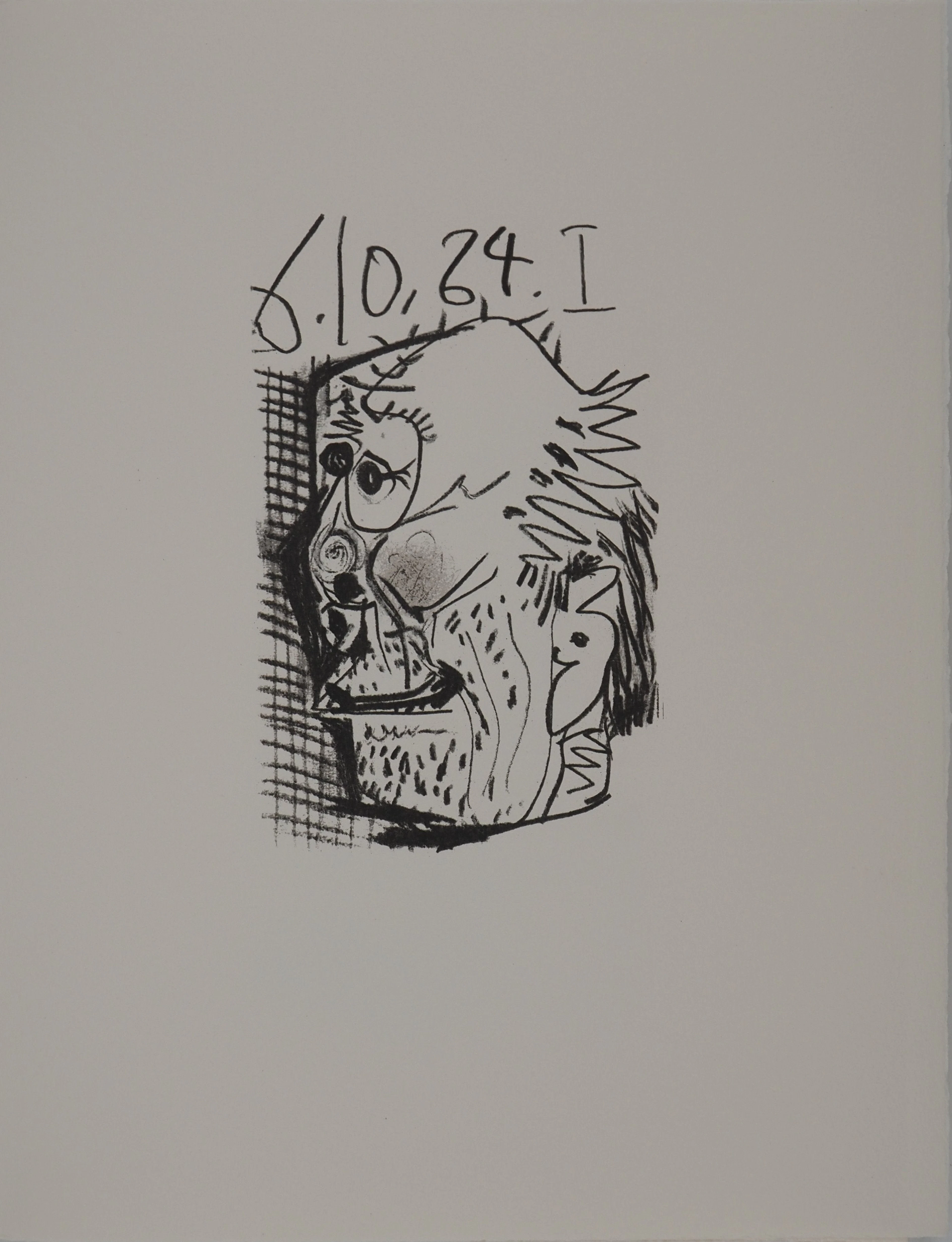 Pablo PICASSO : Le Goût du Bonheur, Autoportrait cubiste, Lithographie