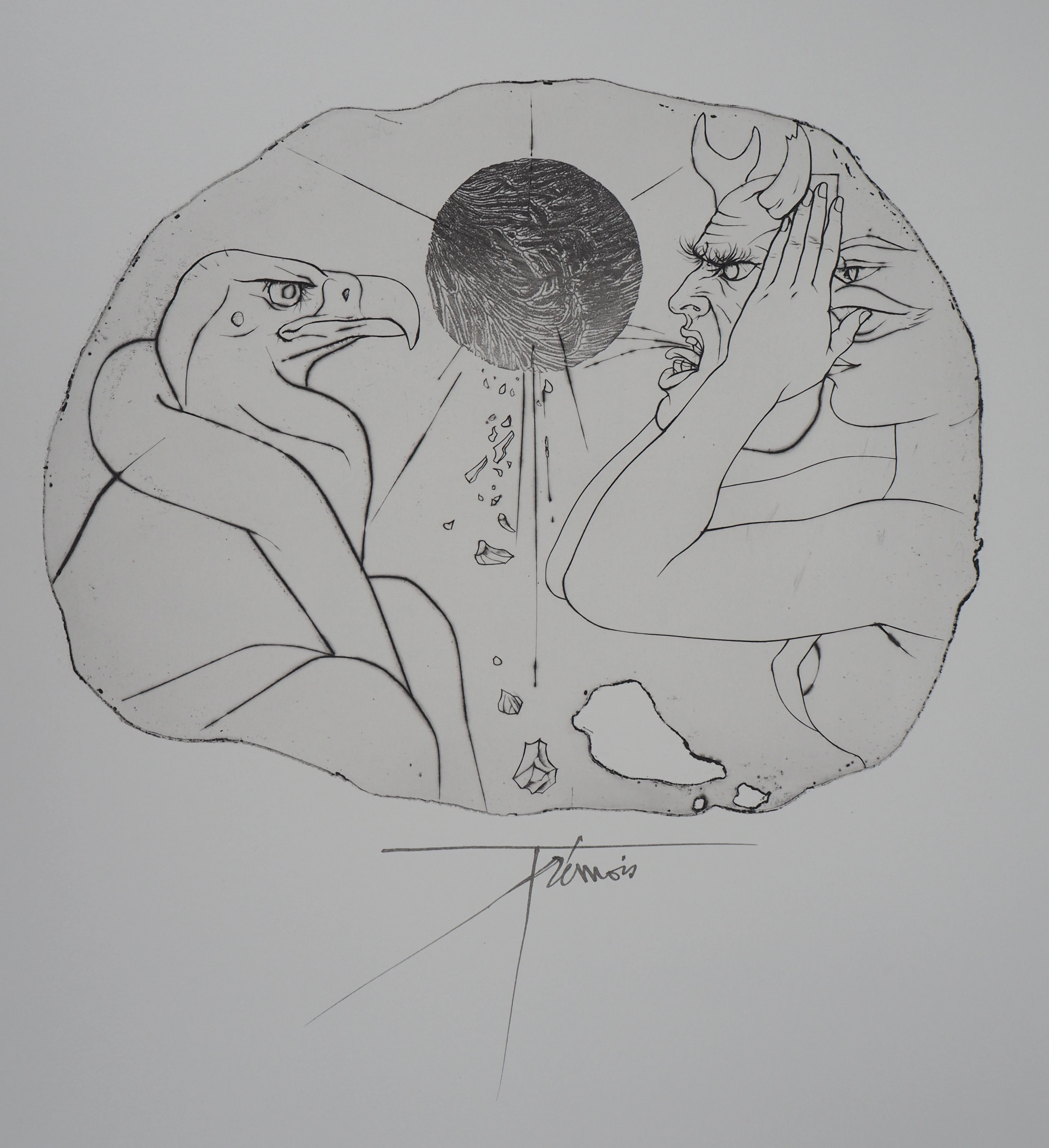 Pierre-Yves TRÉMOIS : Effrayant - Gravure Originale Signée