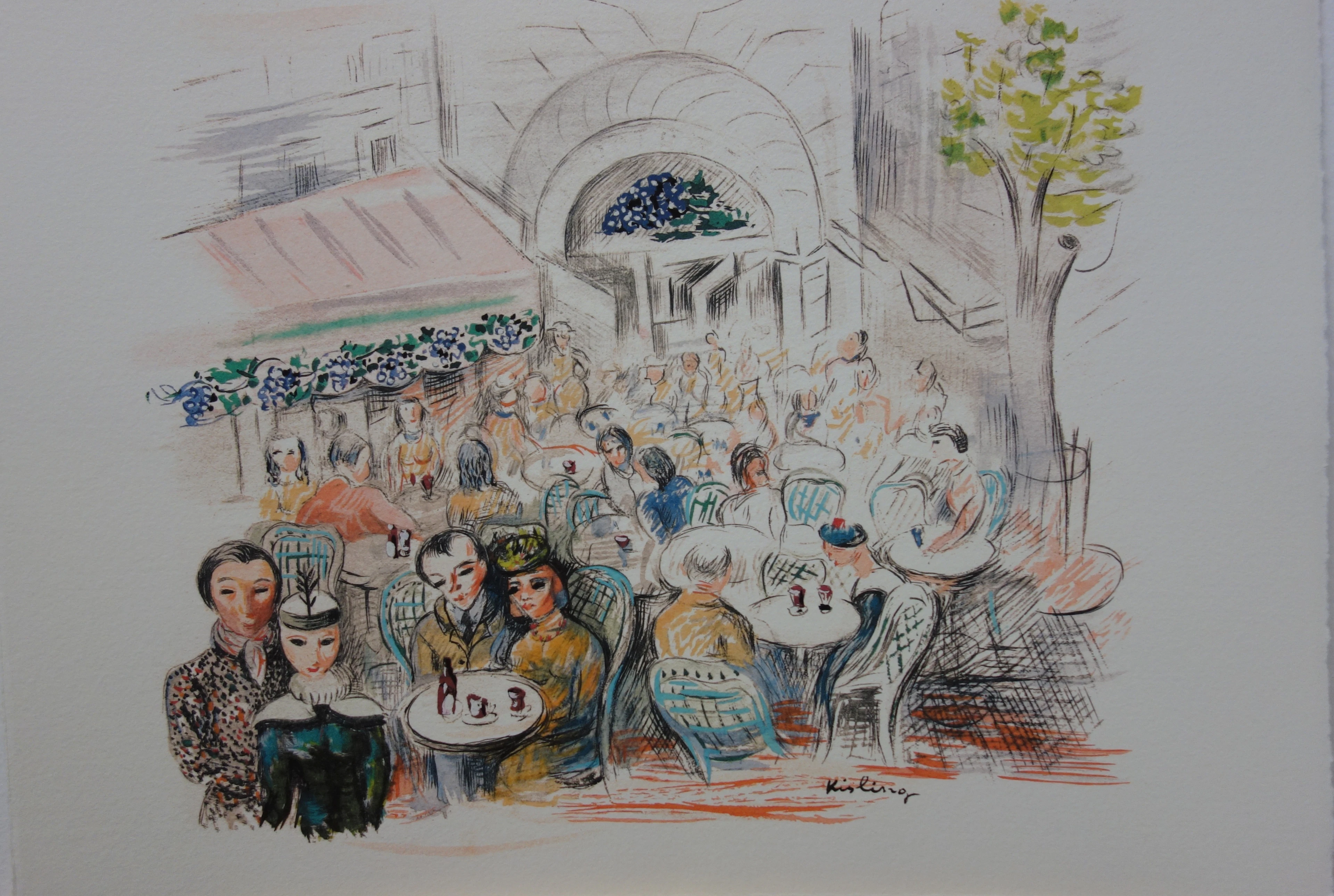 Moise KISLING - Paris - Café des Sirènes, Lithographie, signée