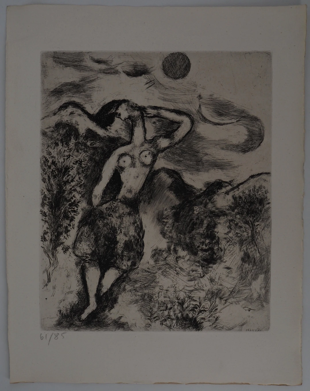 Marc CHAGALL : La souris métamorphosée en fille, Gravure originale signée