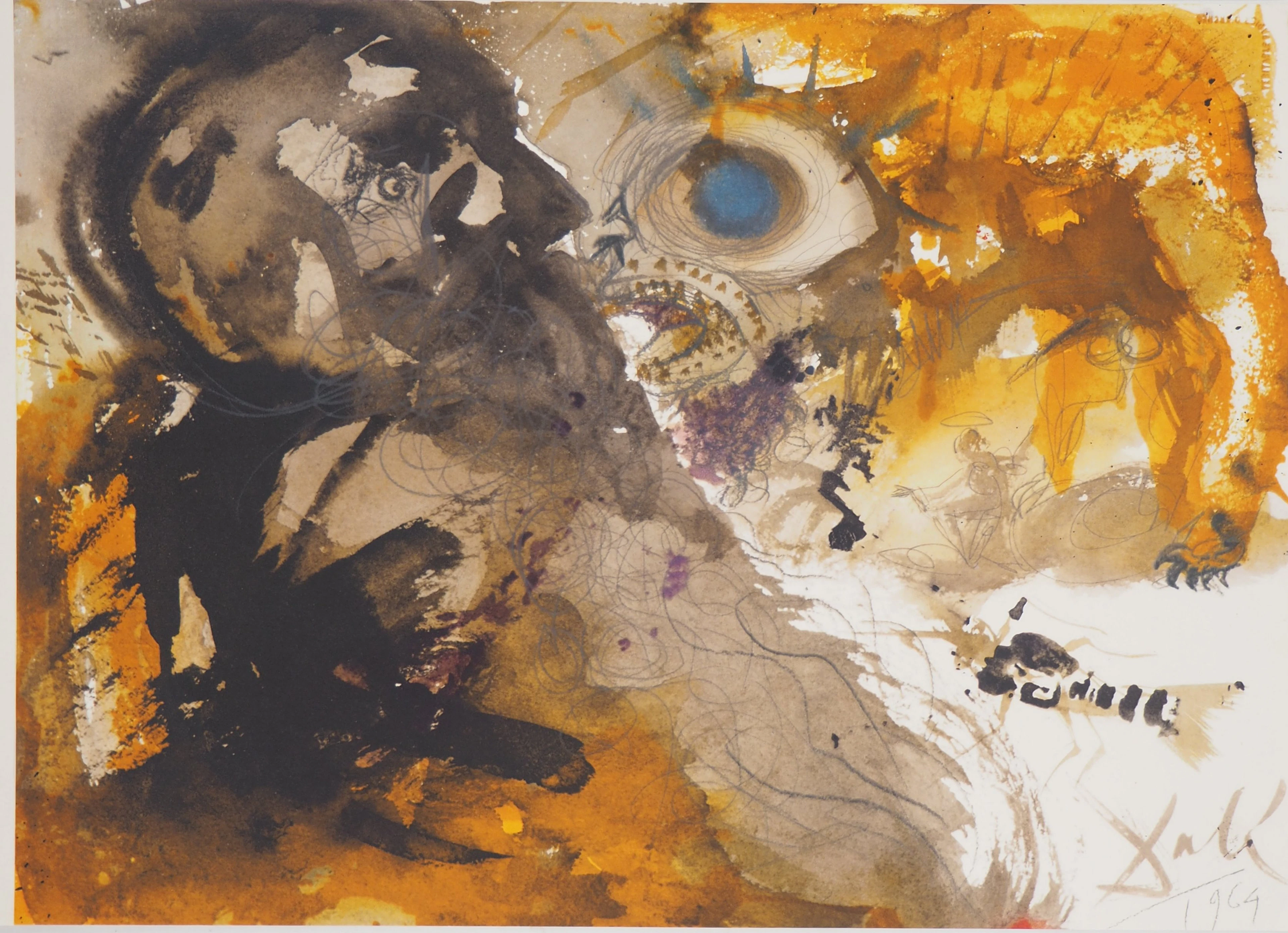 Salvador DALI : Biblia Sacra - Le démon Leviathan - Lithographie Signée