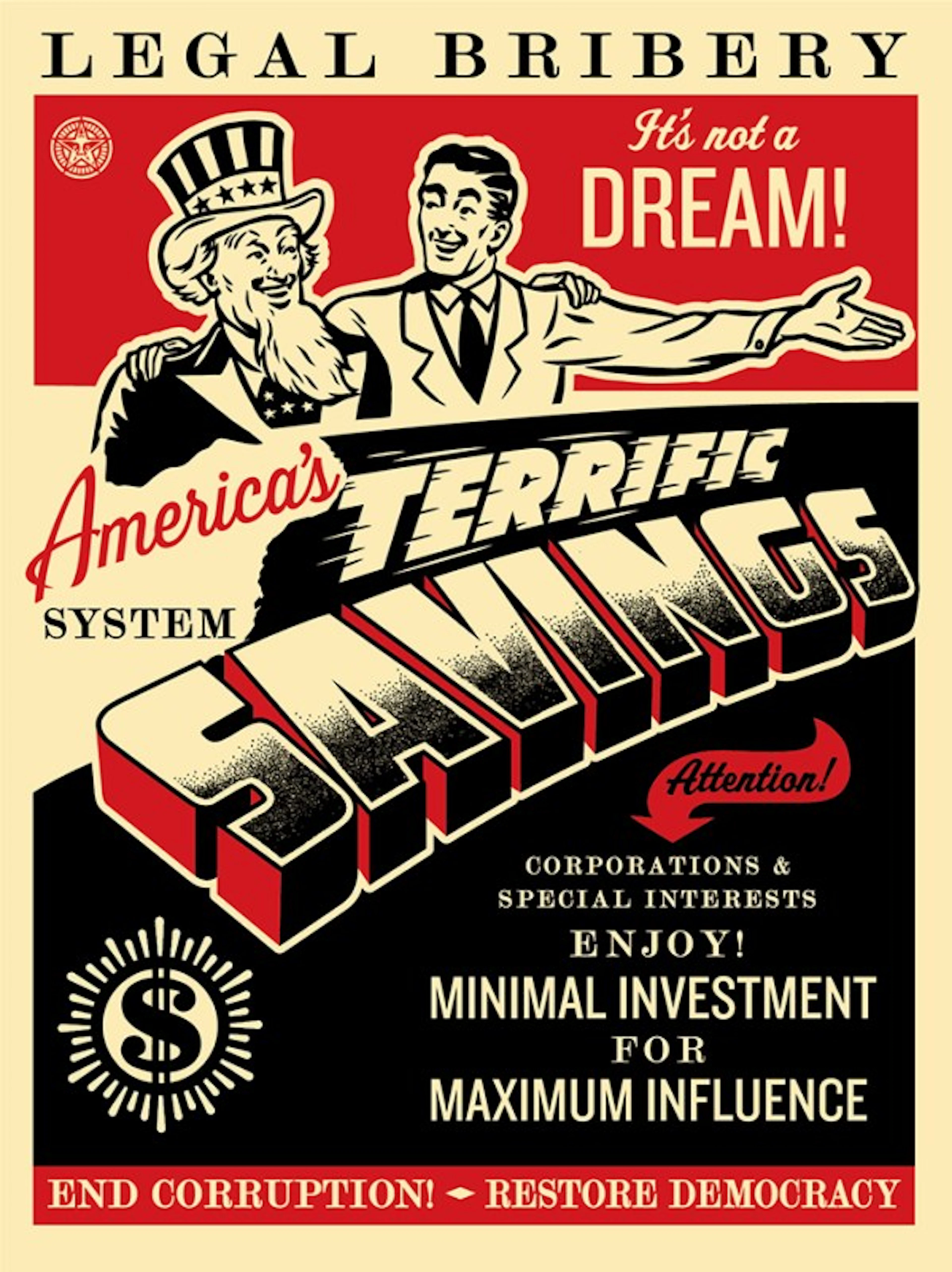 Shepard FAIREY (Obey) - Americas Savings, 2016, Sérigraphie signée et numérotée