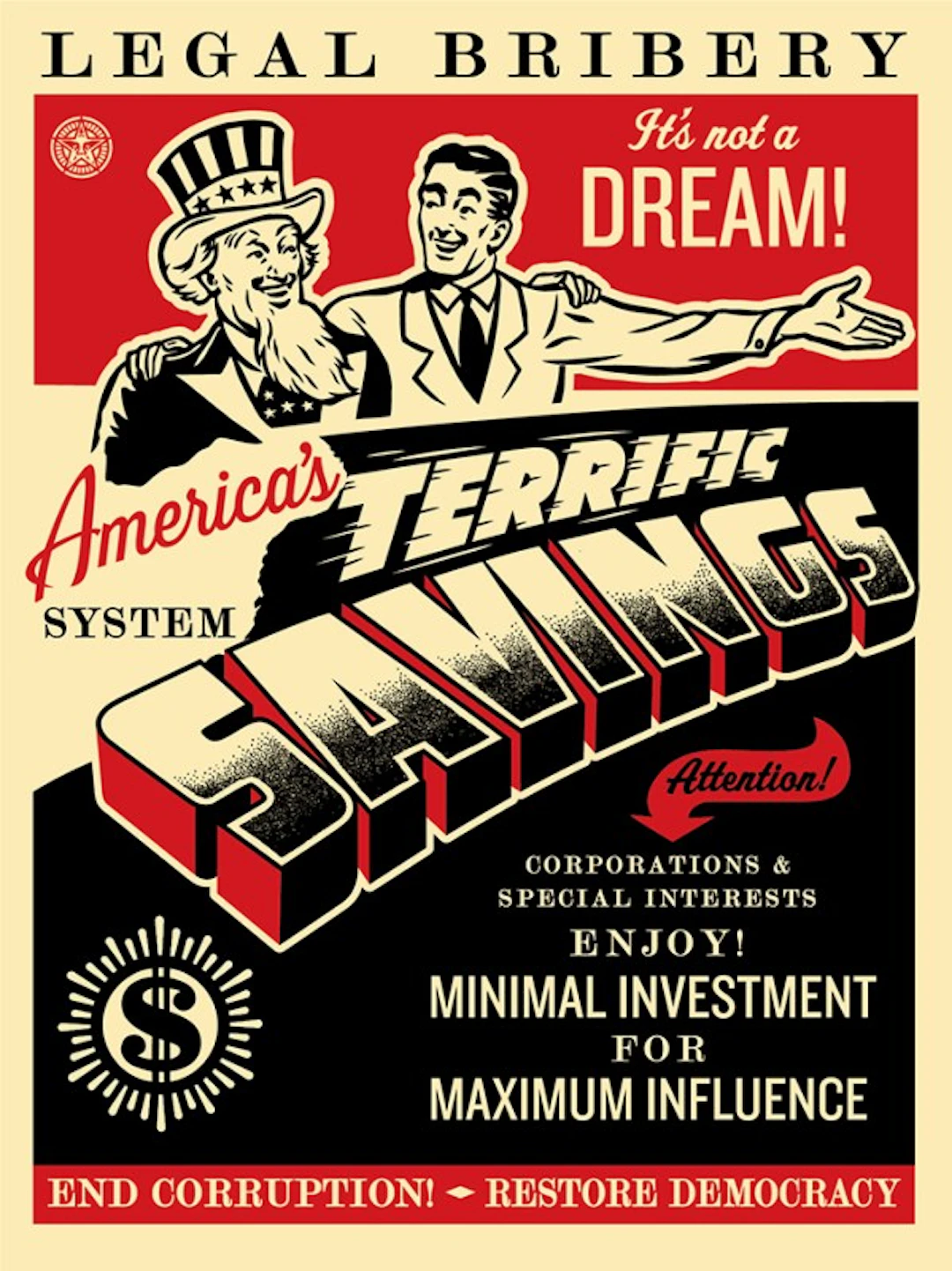 Shepard FAIREY (Obey) - Americas Savings, 2016, Sérigraphie signée et numérotée