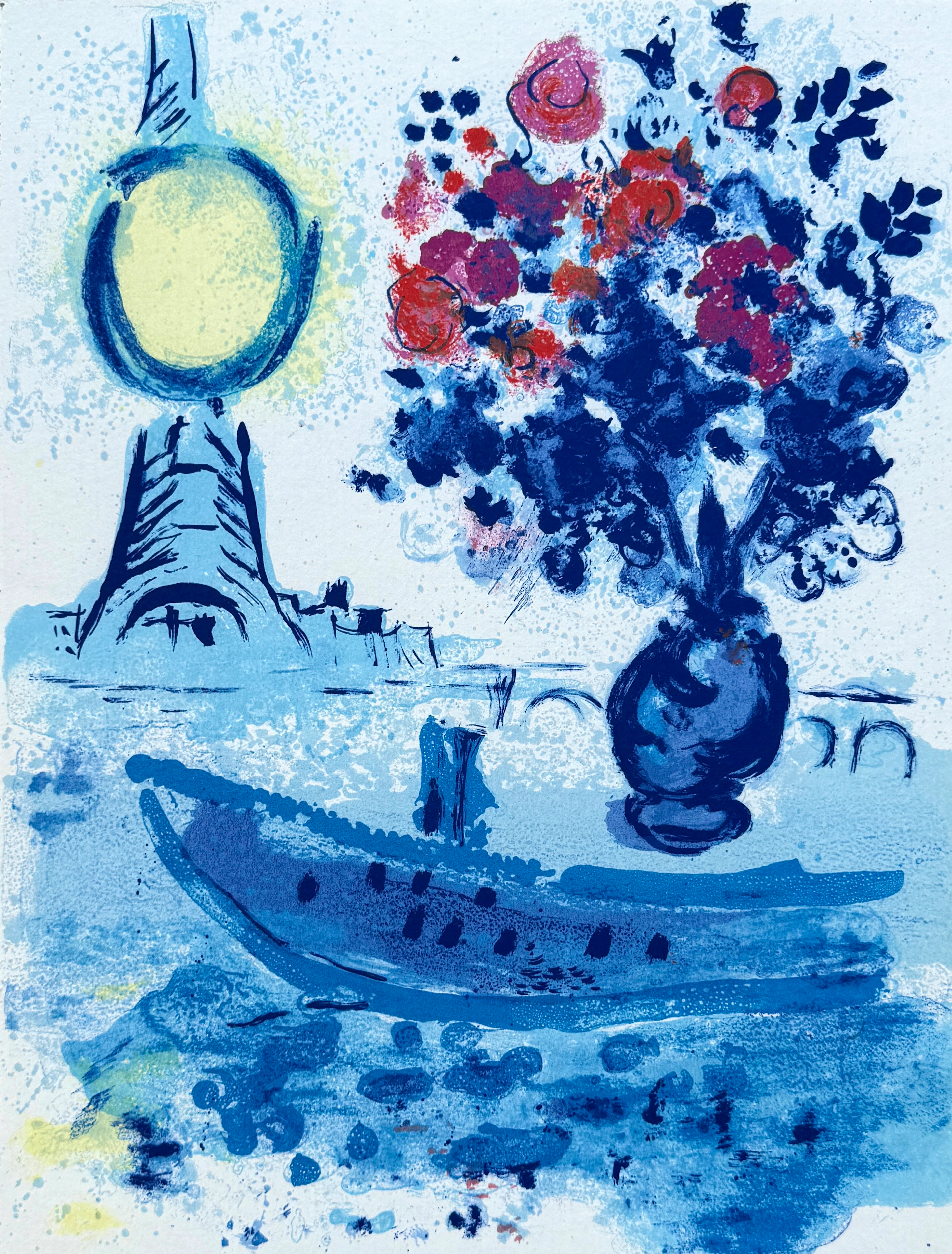 Marc CHAGALL - Bateau mouche au bouquet, 1962 - Lithographie originale