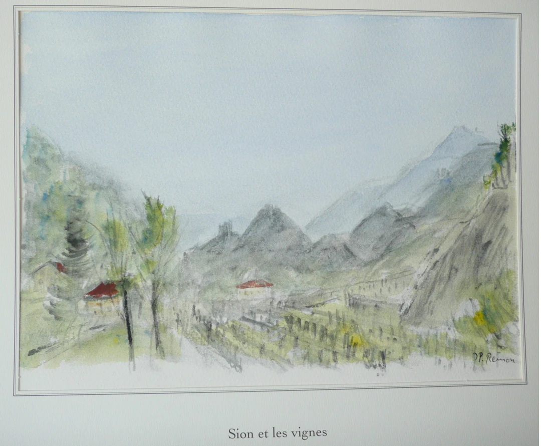 Jean Pierre REMON - Sion et les vignes, 2008 - Aquarelle originale signée