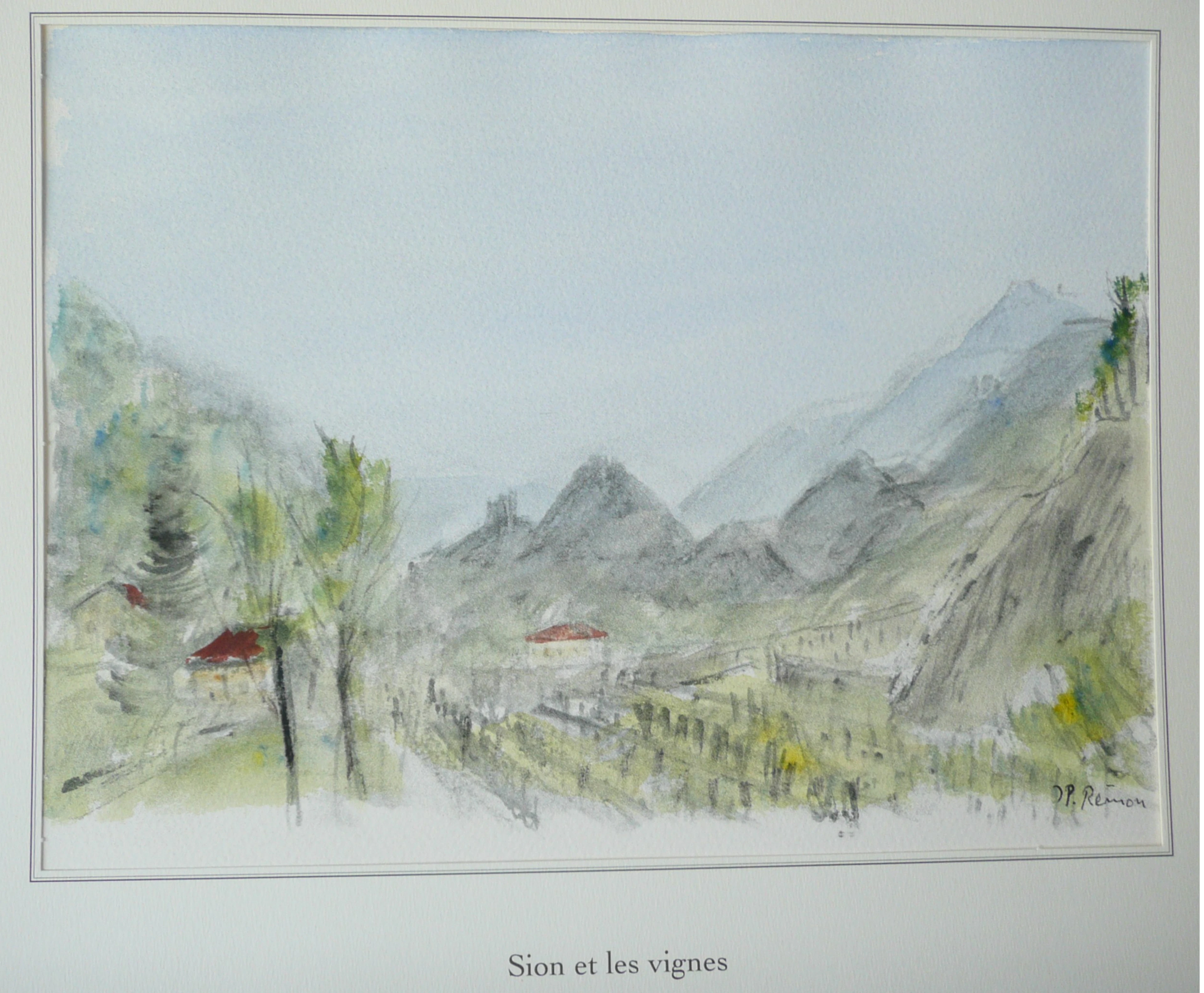 Jean Pierre REMON - Sion et les vignes, 2008 - Aquarelle originale signée